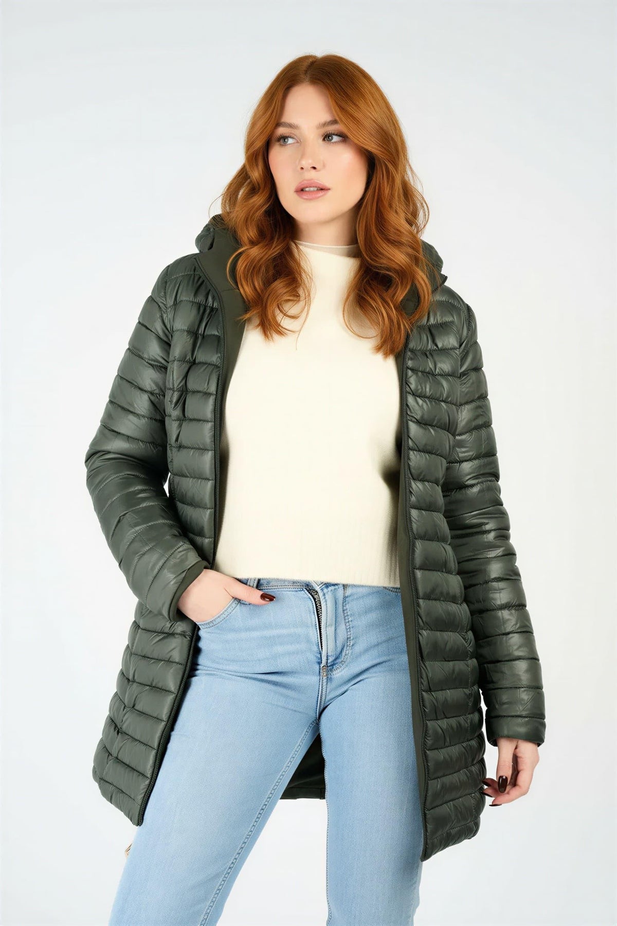 Piumino Termico Donna Lungo Verde donna Barone firenze - 4