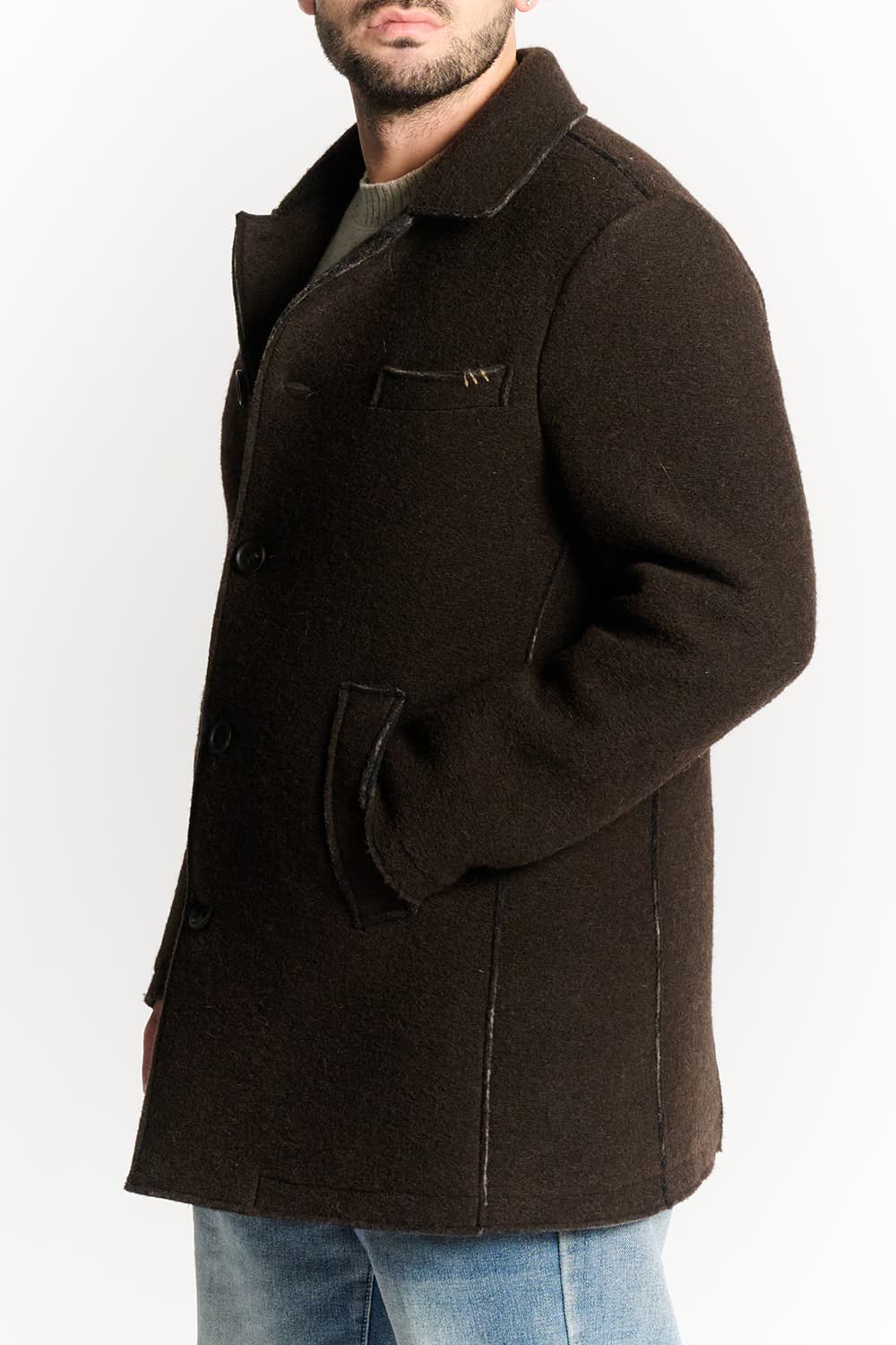 Cappotto Lungo Uomo Misto Lana Testa di Moro uomo Barone firenze - 2