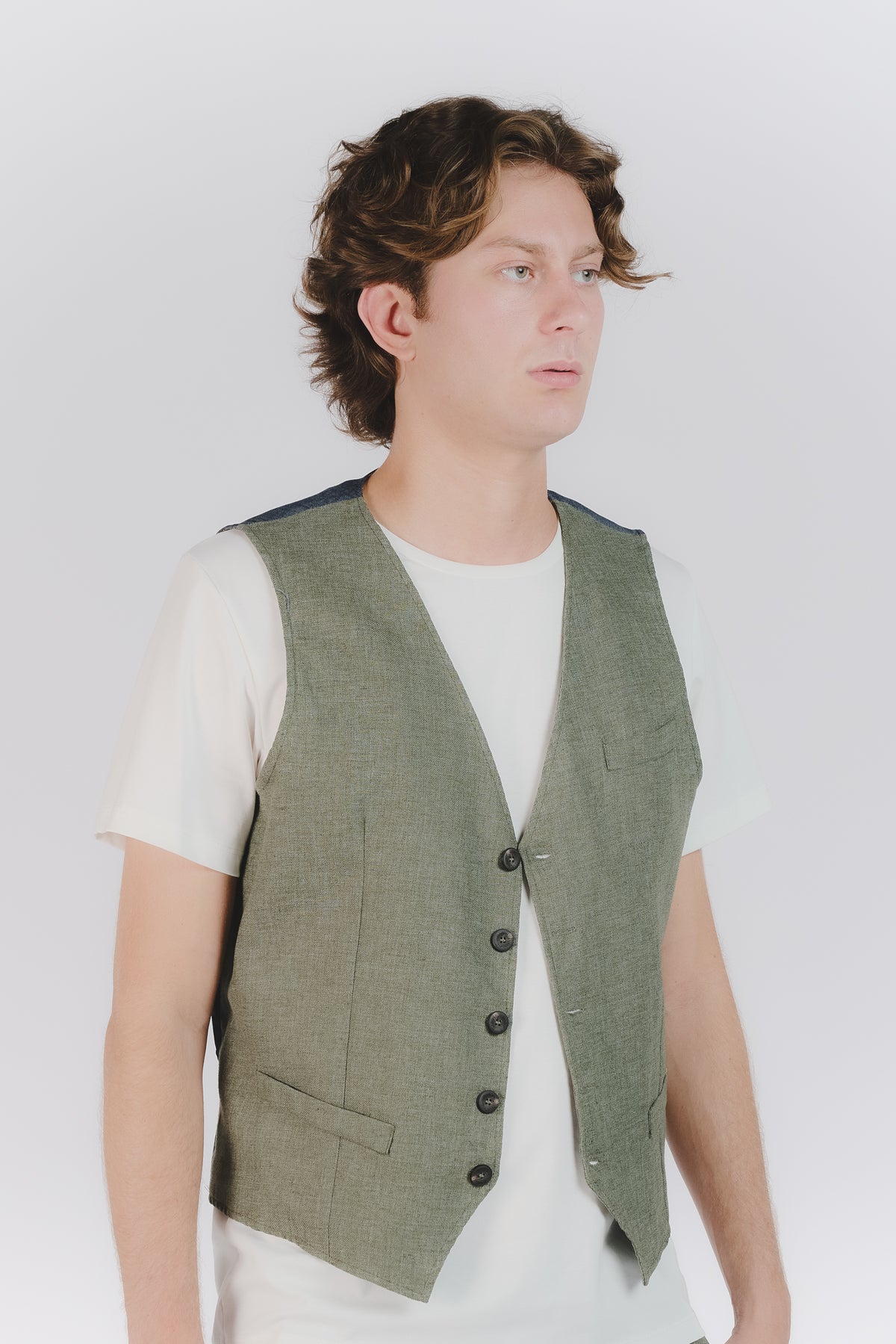 Gilet Uomo Melange Verde uomo Barone firenze - 2