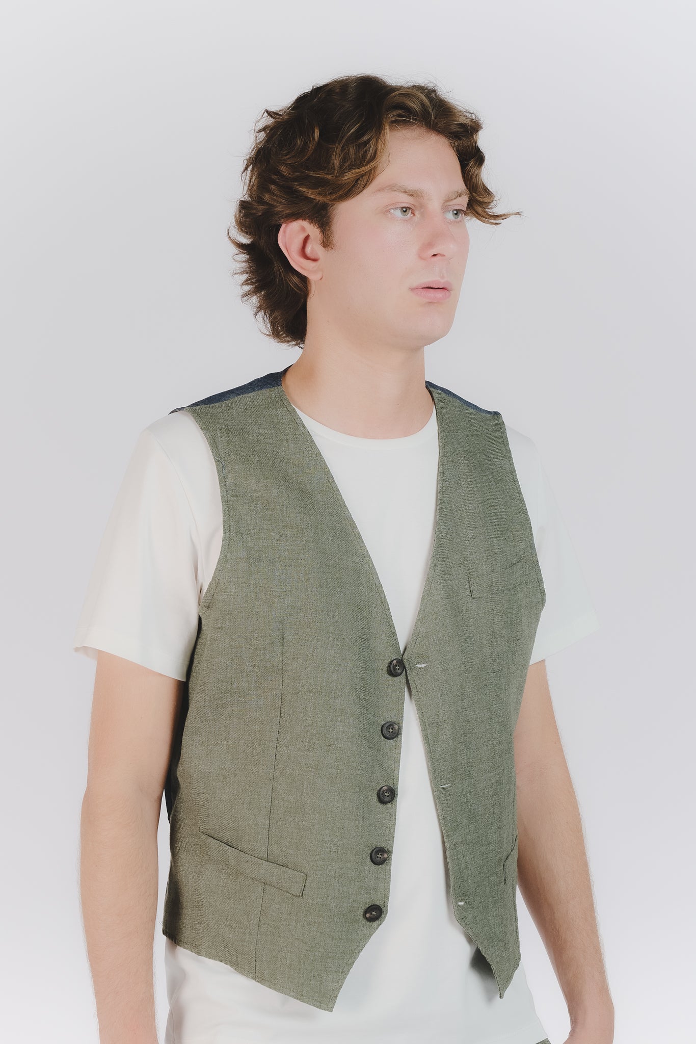 Gilet Uomo Melange Verde uomo Barone firenze - 2