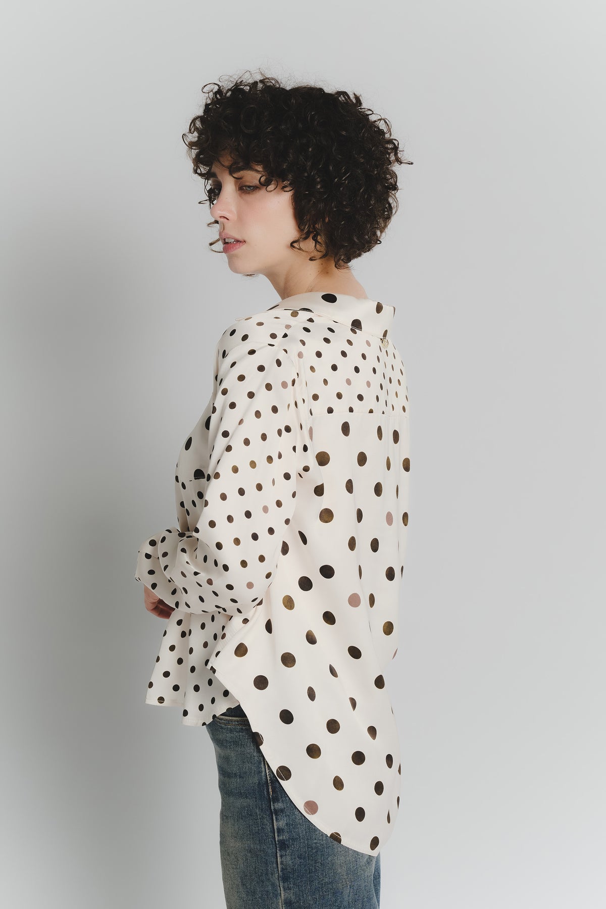 Camicia a Pois Avorio Testa di Moro Donna donna Barone firenze - 3