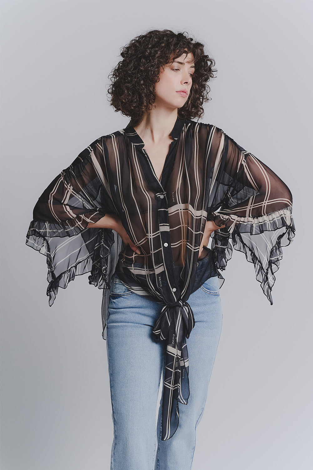 Blusa Nera Seta Barone firenze - 3