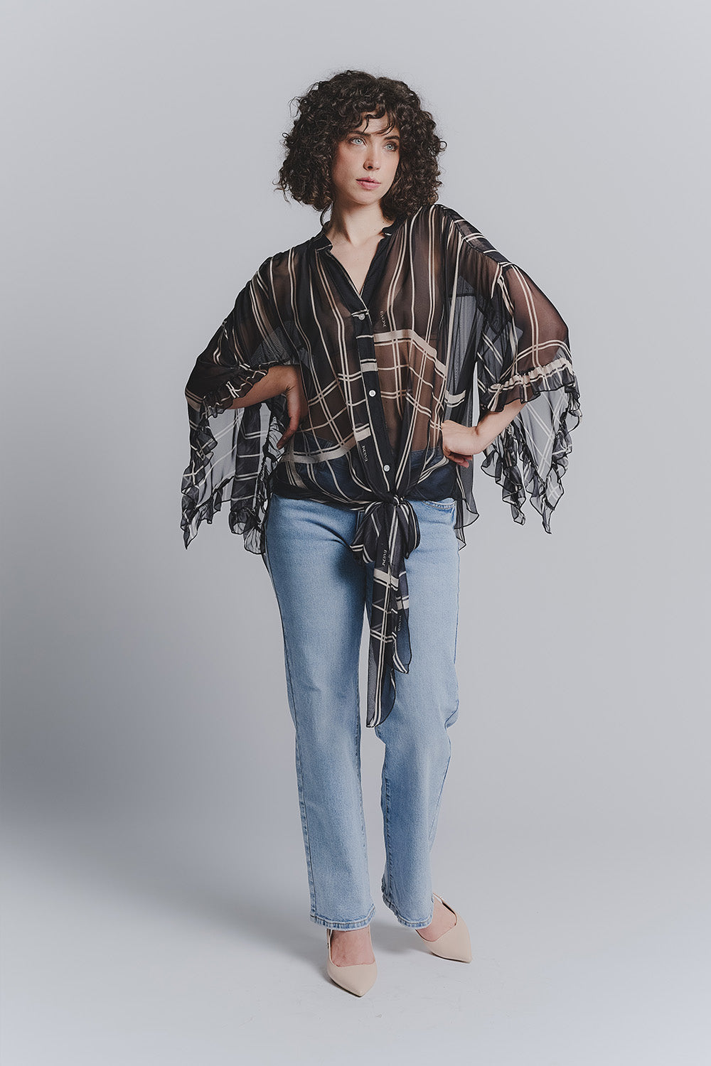 Blusa Nera Seta Barone firenze - 1