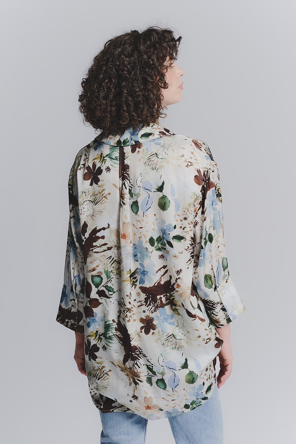 Blusa Bottoncini Fiori Celeste donna Barone firenze - 2