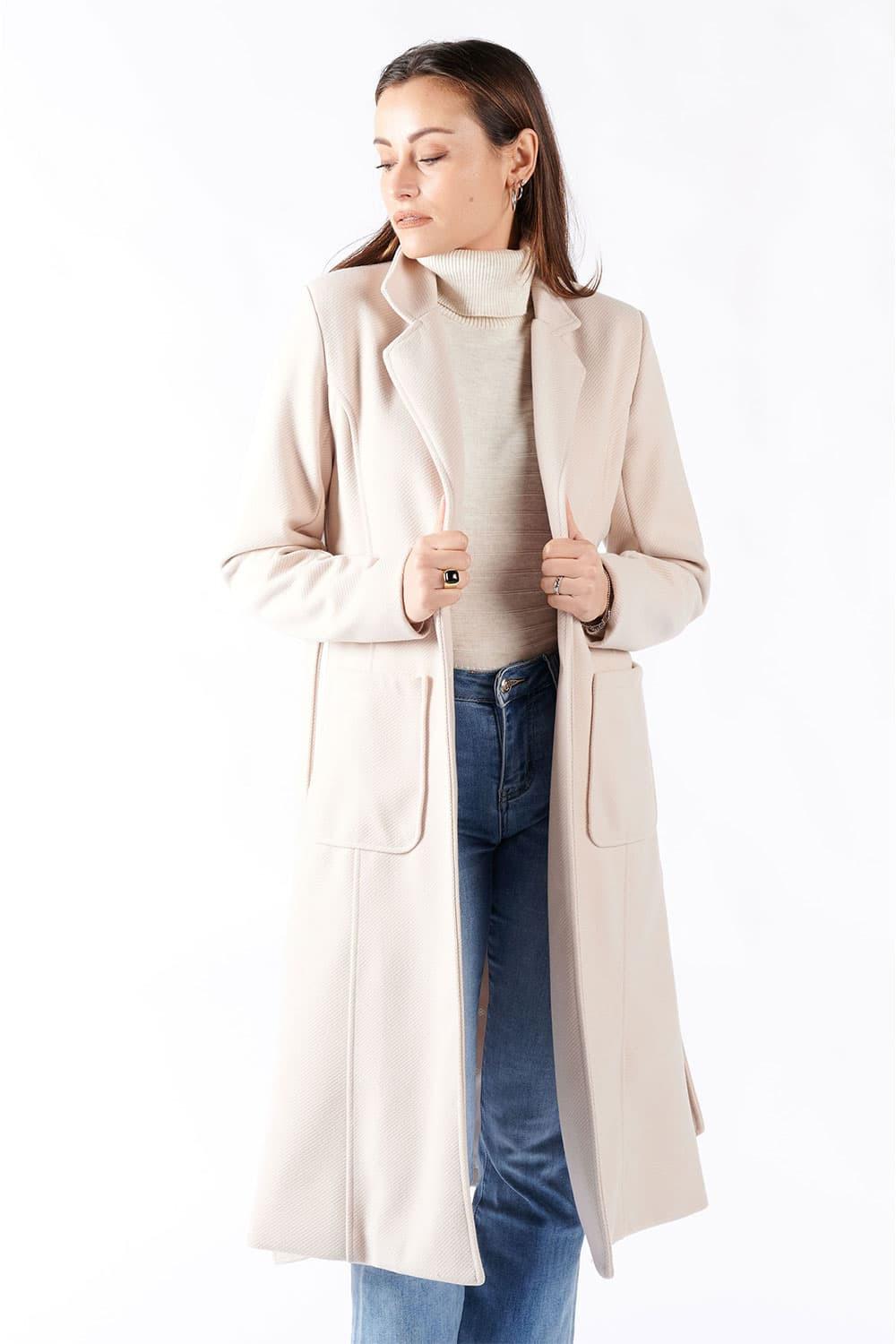 Cappotto Panna Lungo Con Cintura donna Barone firenze - 1