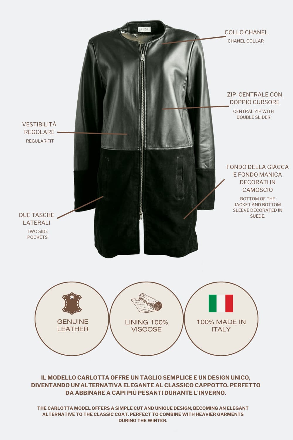 Carlotta Giacca donna 100% vera pelle Made in Italy - Barone Firenze