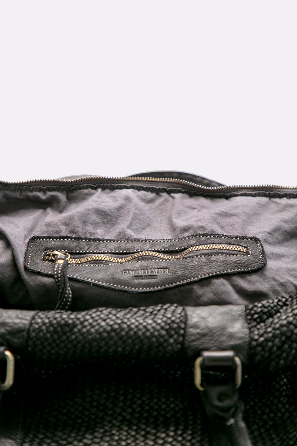 Borsone Intreccio in pelle nero 100% vera pelle Made in Italy | Barone Firenze