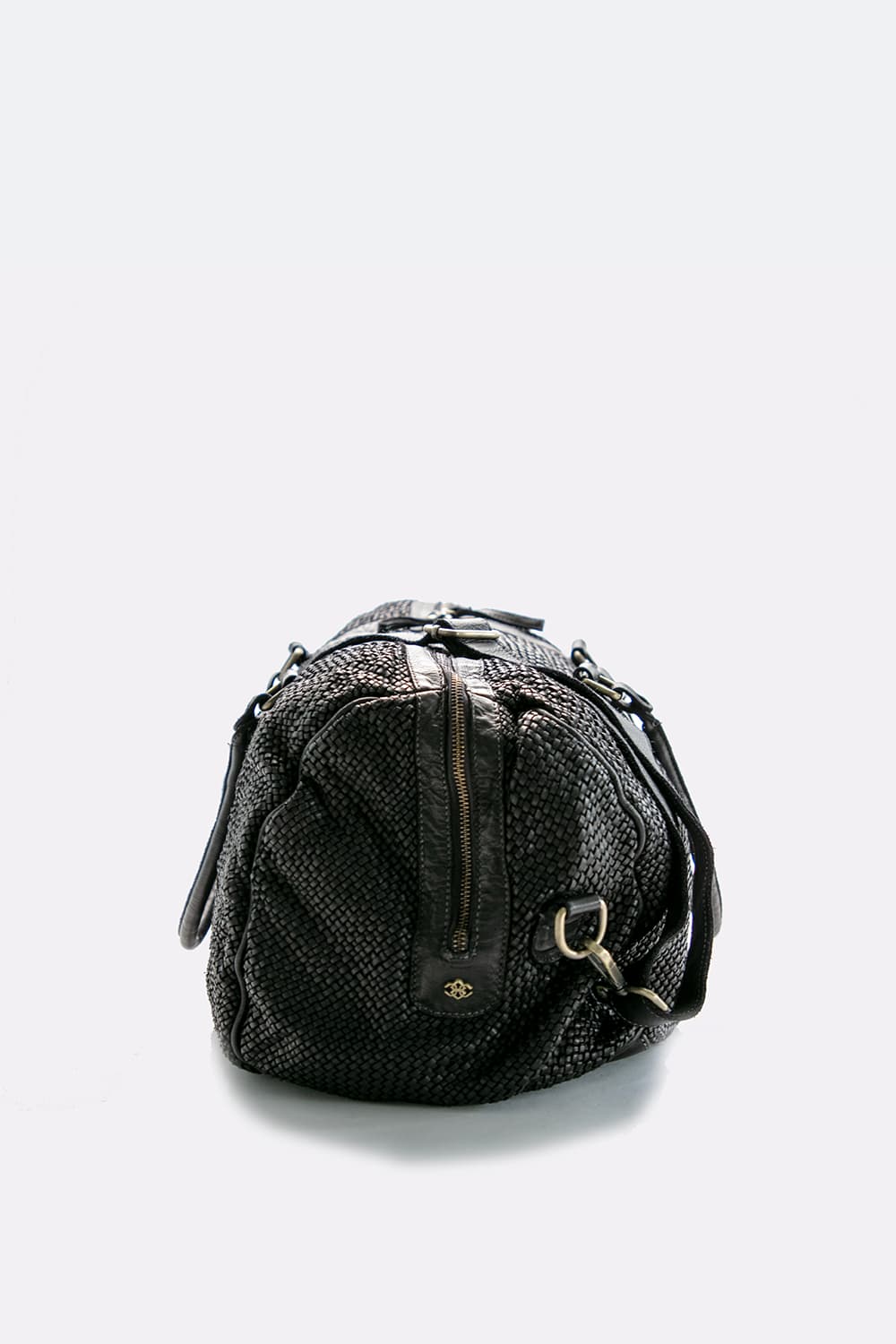 Borsone Intreccio in pelle nero 100% vera pelle Made in Italy | Barone Firenze