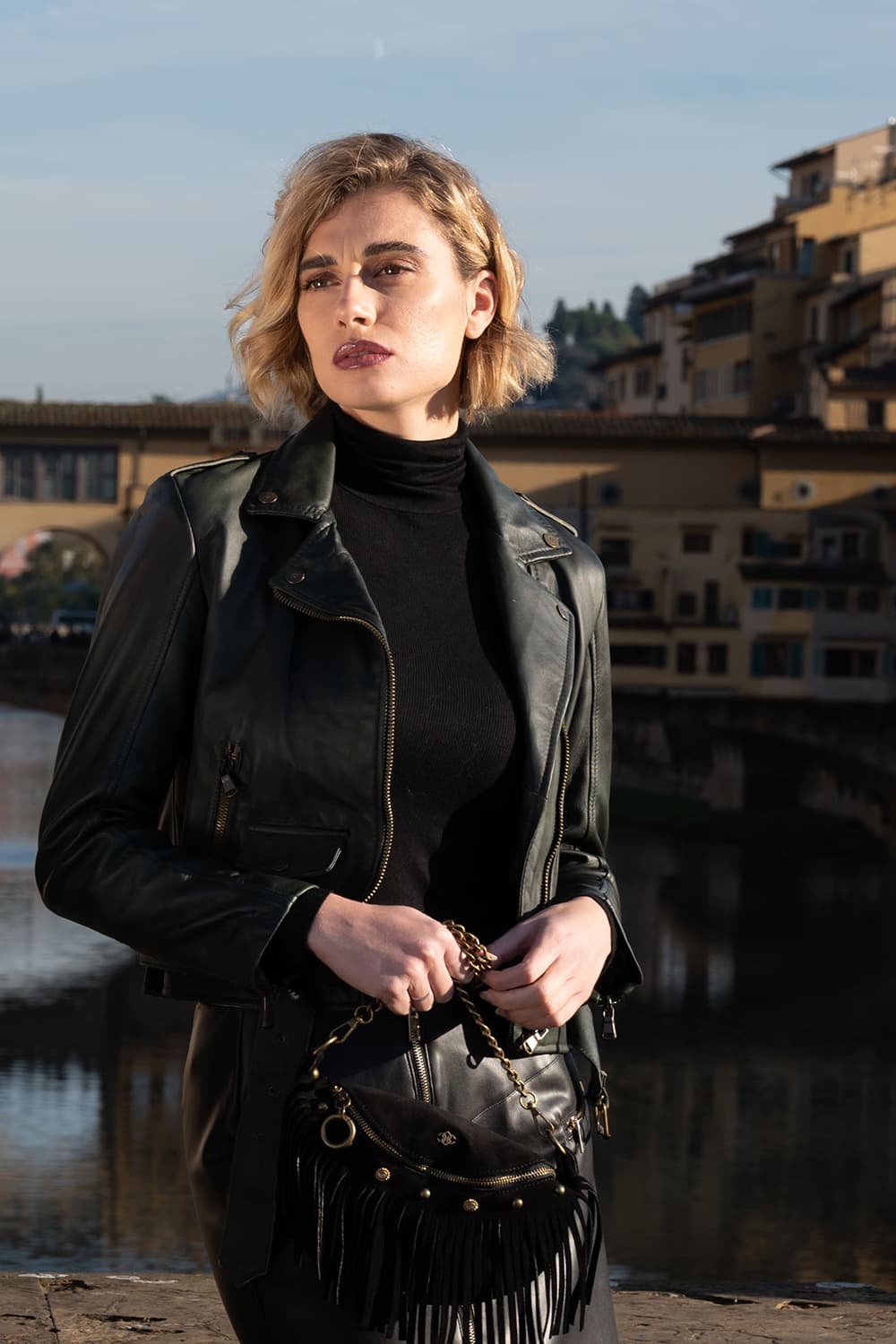 Chiodo Donna Verde giacca 100% vera pelle Made in Italy- Barone Firenze