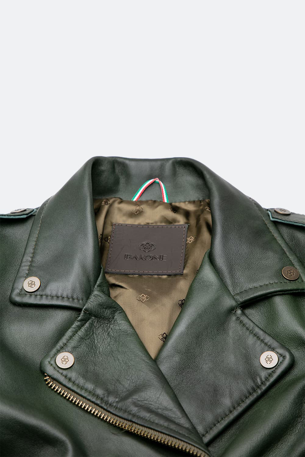 Chiodo Donna Verde giacca 100% vera pelle Made in Italy- Barone Firenze