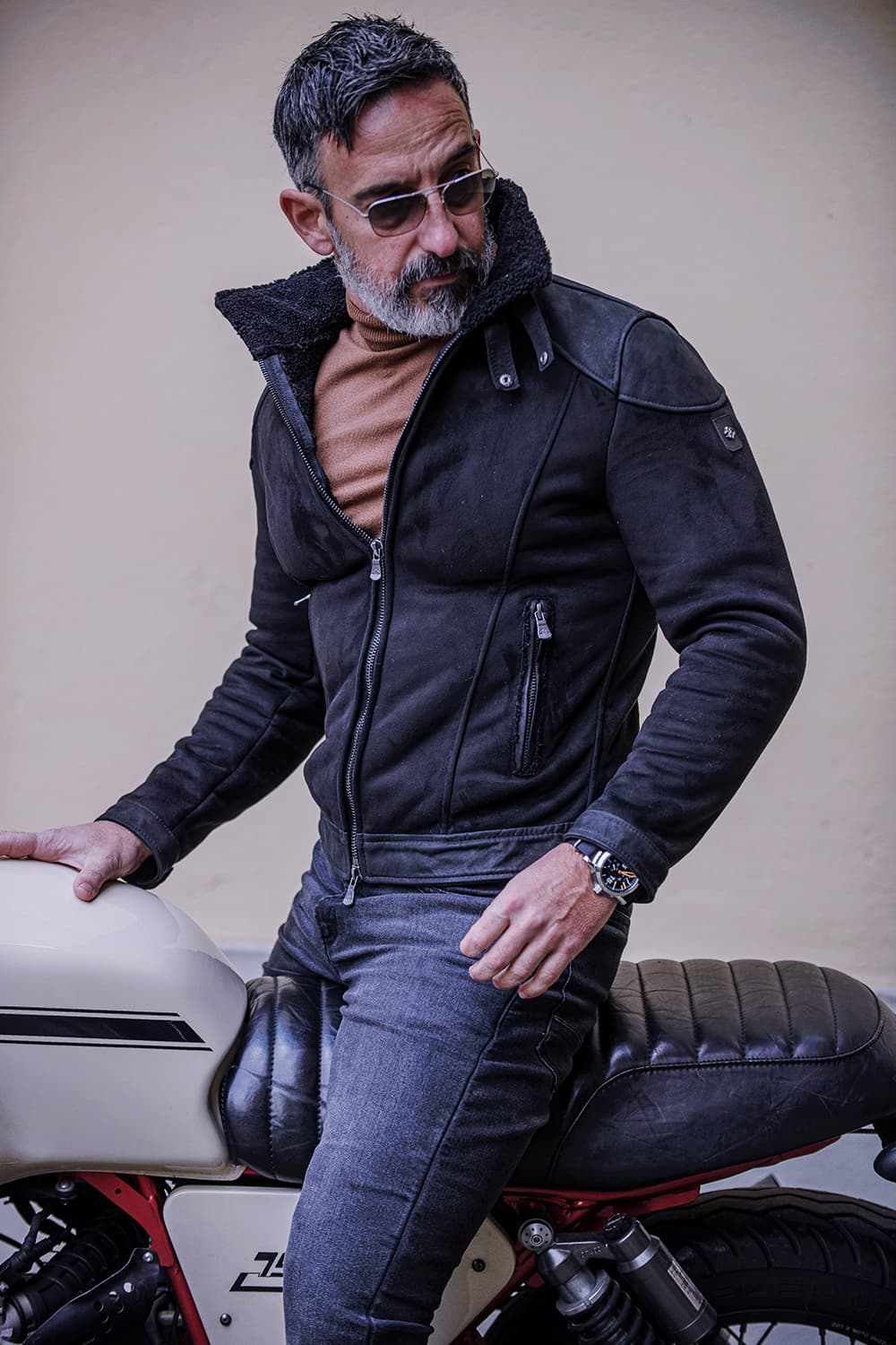Elton Gold Colletto Shearling Style Nero giacca uomo Made in Italy - Barone Firenze
