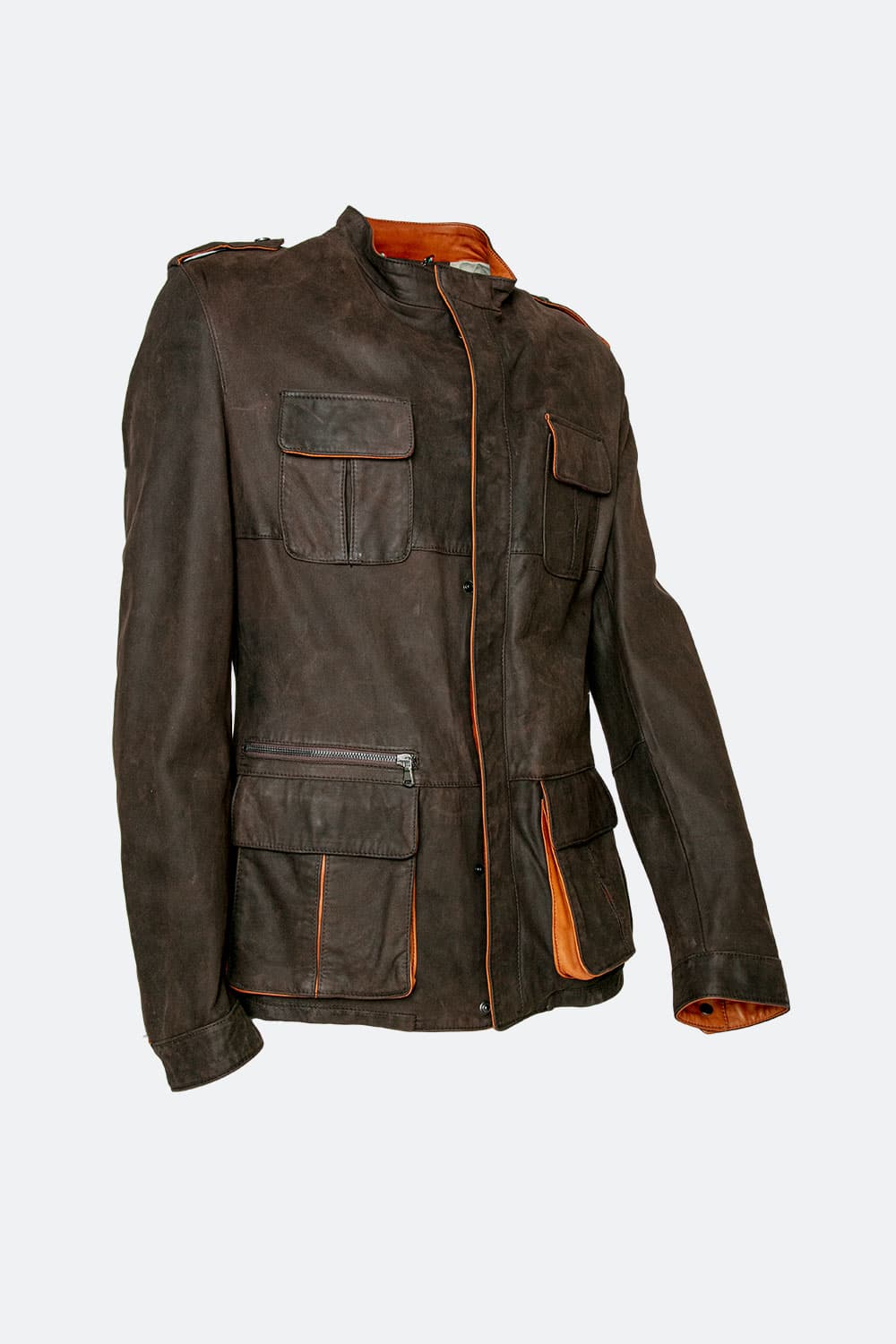 Francesco Oleato Sahariana Testa di Moro giacca uomo 100% vera pelle Made in Italy - Barone Firenze