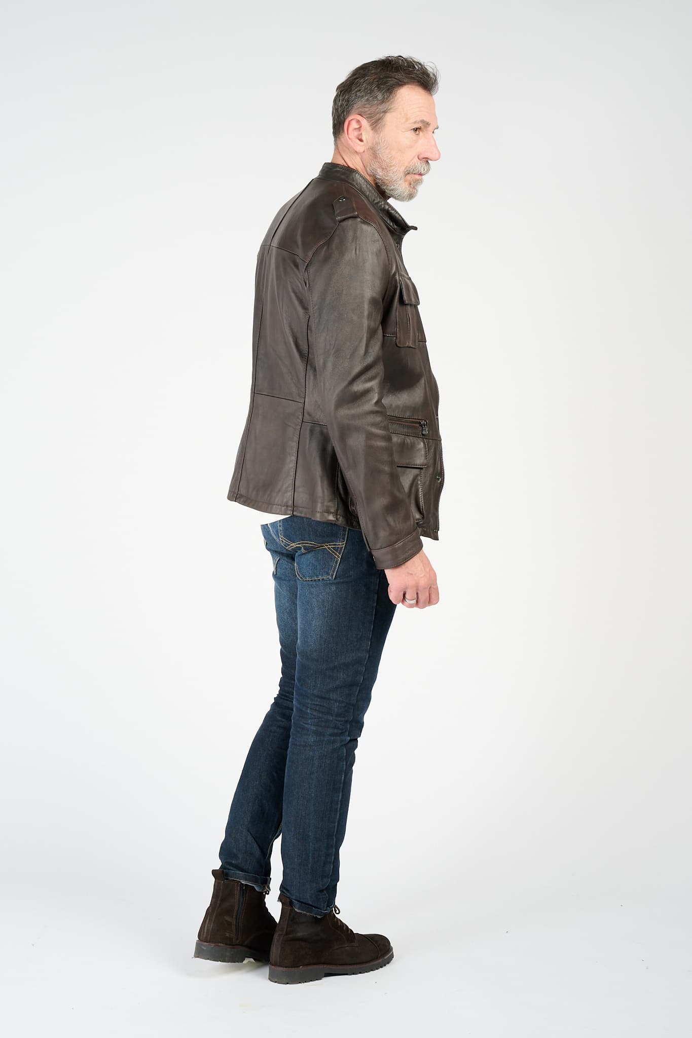 Francesco Sahariana Testa di Moro giacca uomo 100% vera pelle Made in Italy - Barone Firenze