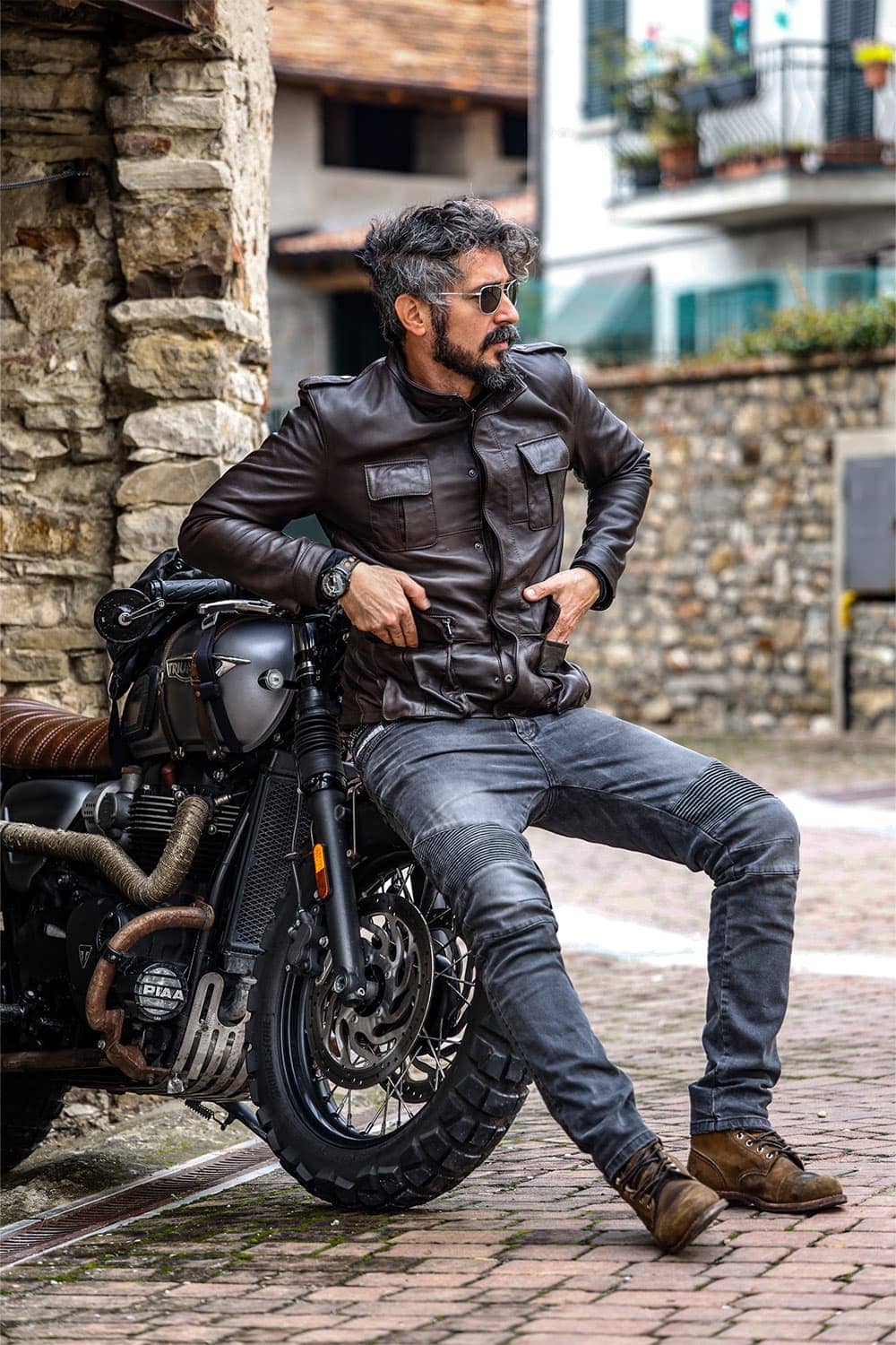 Francesco Sahariana Testa di Moro giacca uomo 100% vera pelle Made in Italy - Barone Firenze