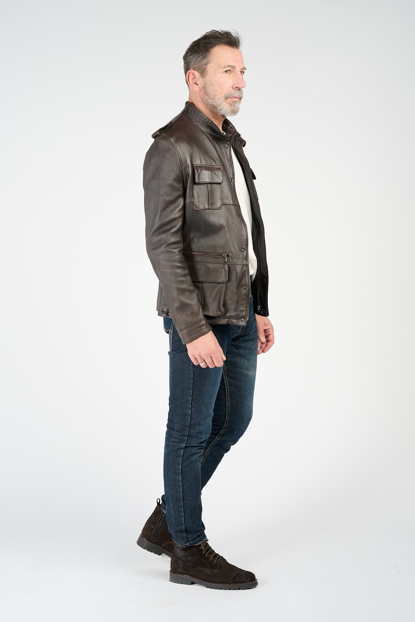 Francesco Sahariana Testa di Moro giacca uomo 100% vera pelle Made in Italy - Barone Firenze