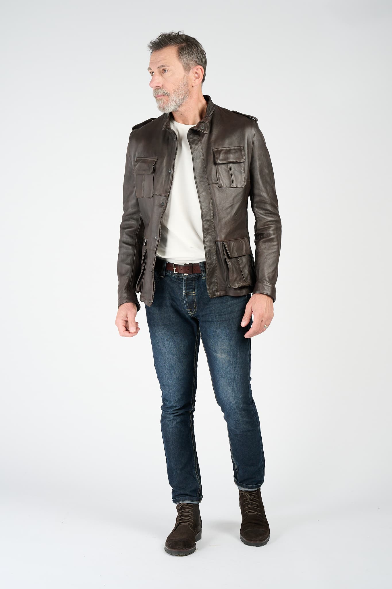 Francesco Sahariana Testa di Moro giacca uomo 100% vera pelle Made in Italy - Barone Firenze