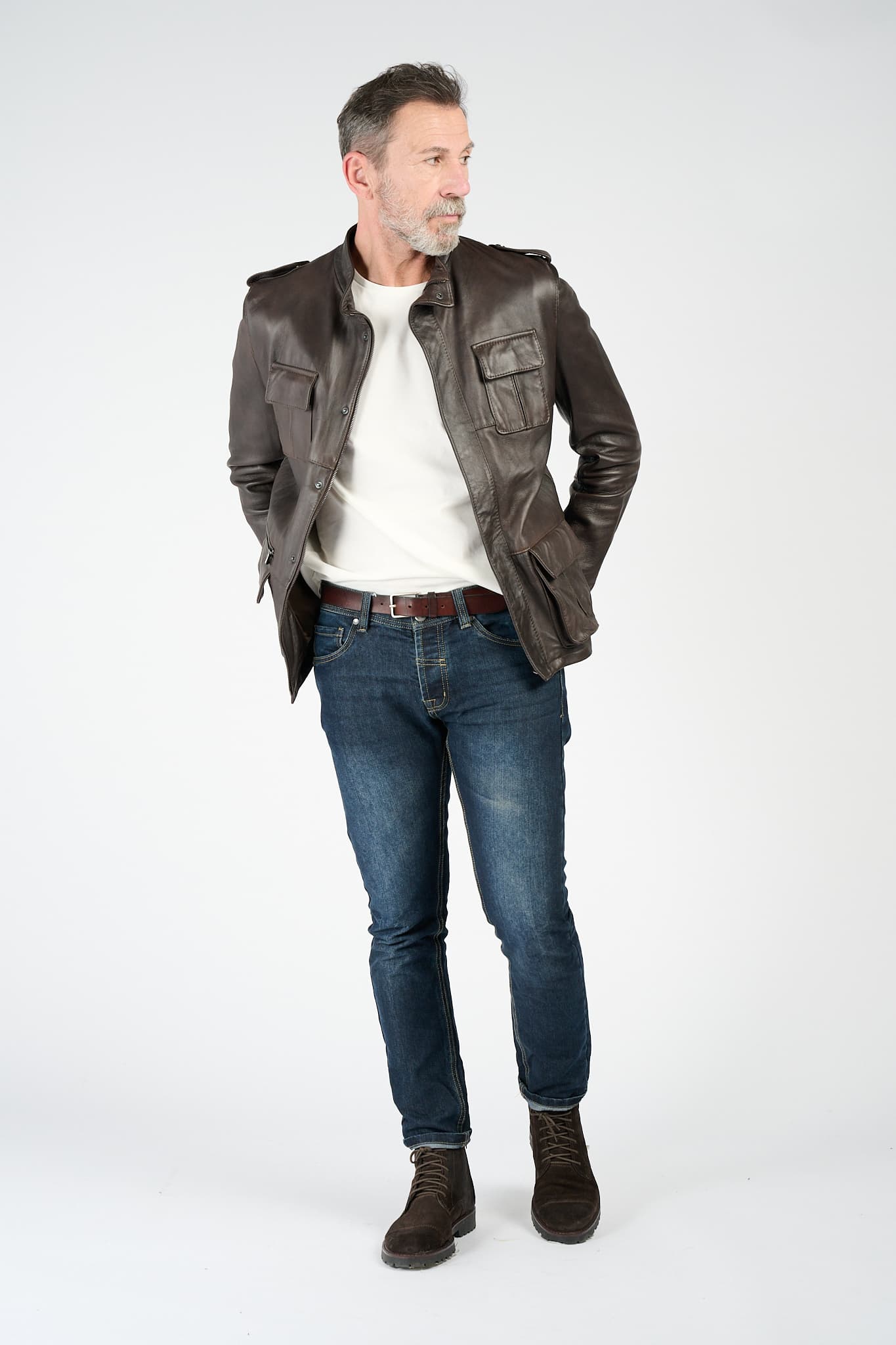 Francesco Sahariana Testa di Moro giacca uomo 100% vera pelle Made in Italy - Barone Firenze