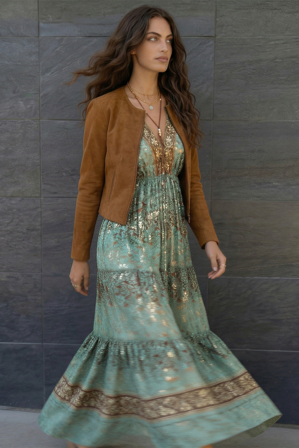 Abito Lungo Gipsy Turchese donna Barone firenze - 3
