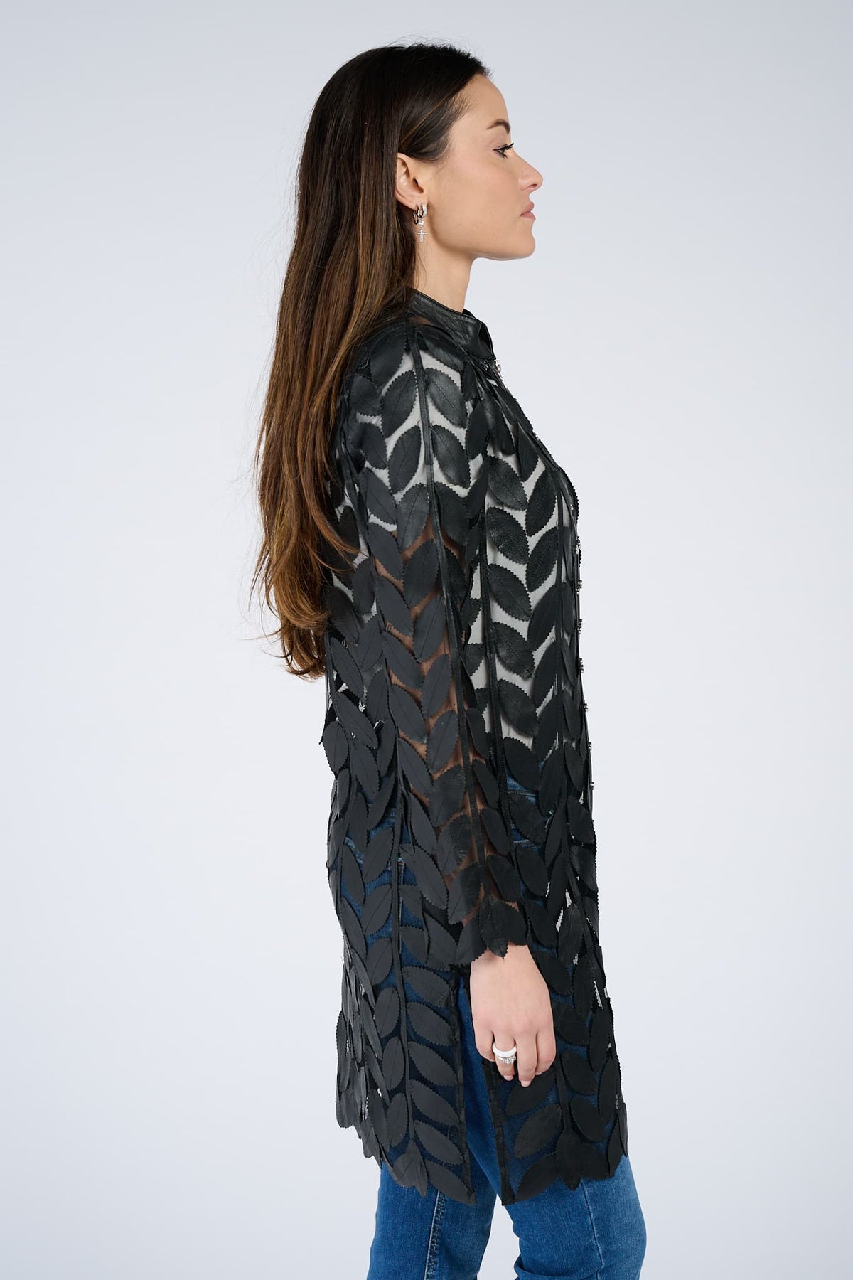 Giacca Foglie Lunga con Zip donna Barone firenze - 4