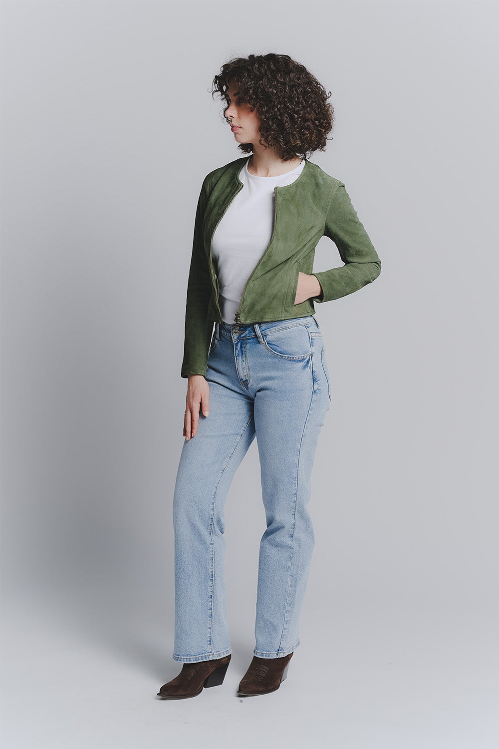 Ire Corto Camoscio Sfoderato Verde donna Barone firenze - 7