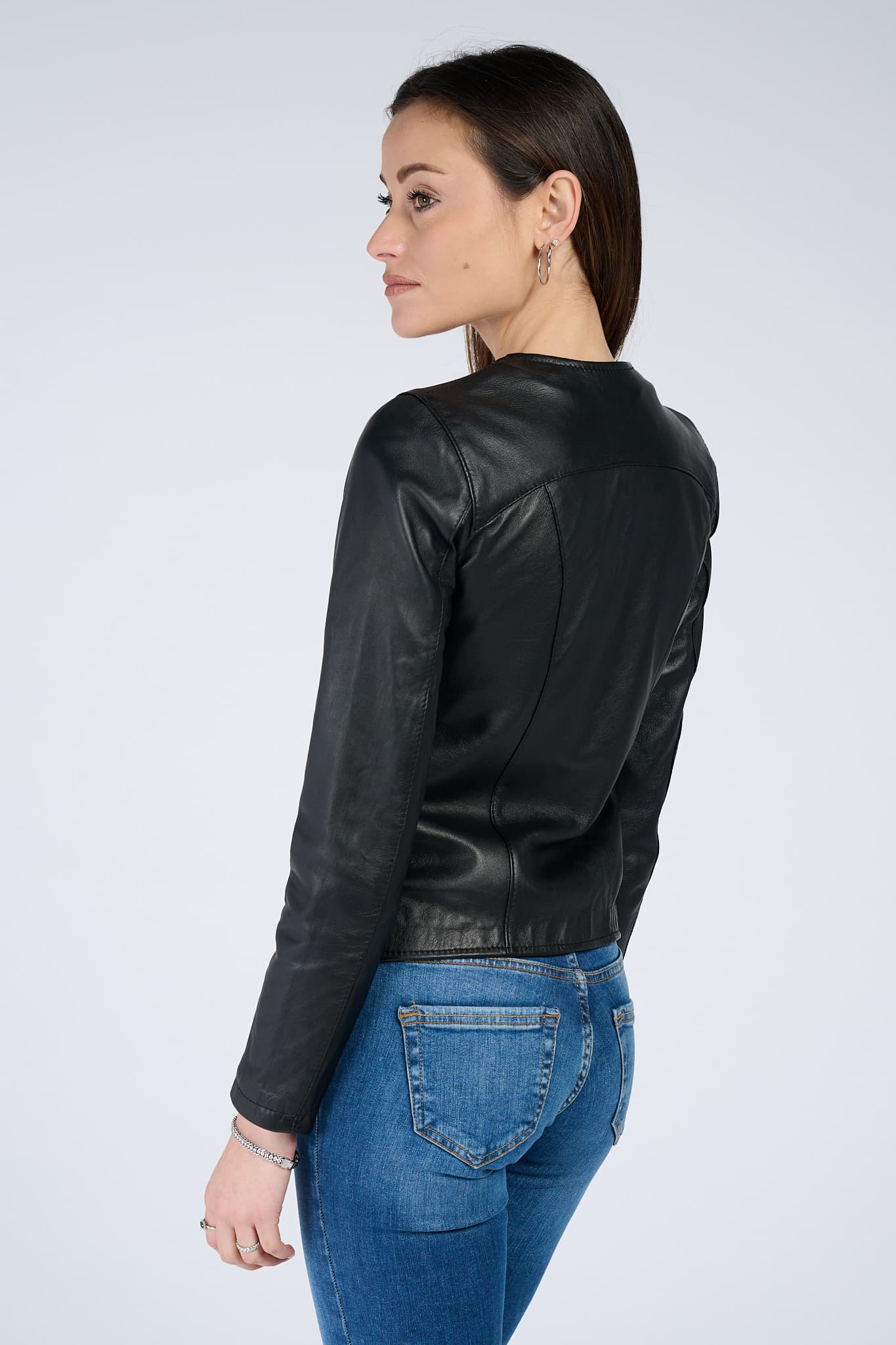 Irene Long Black Jacket 100% genuine leather Made in Italy - Barone Firenze
