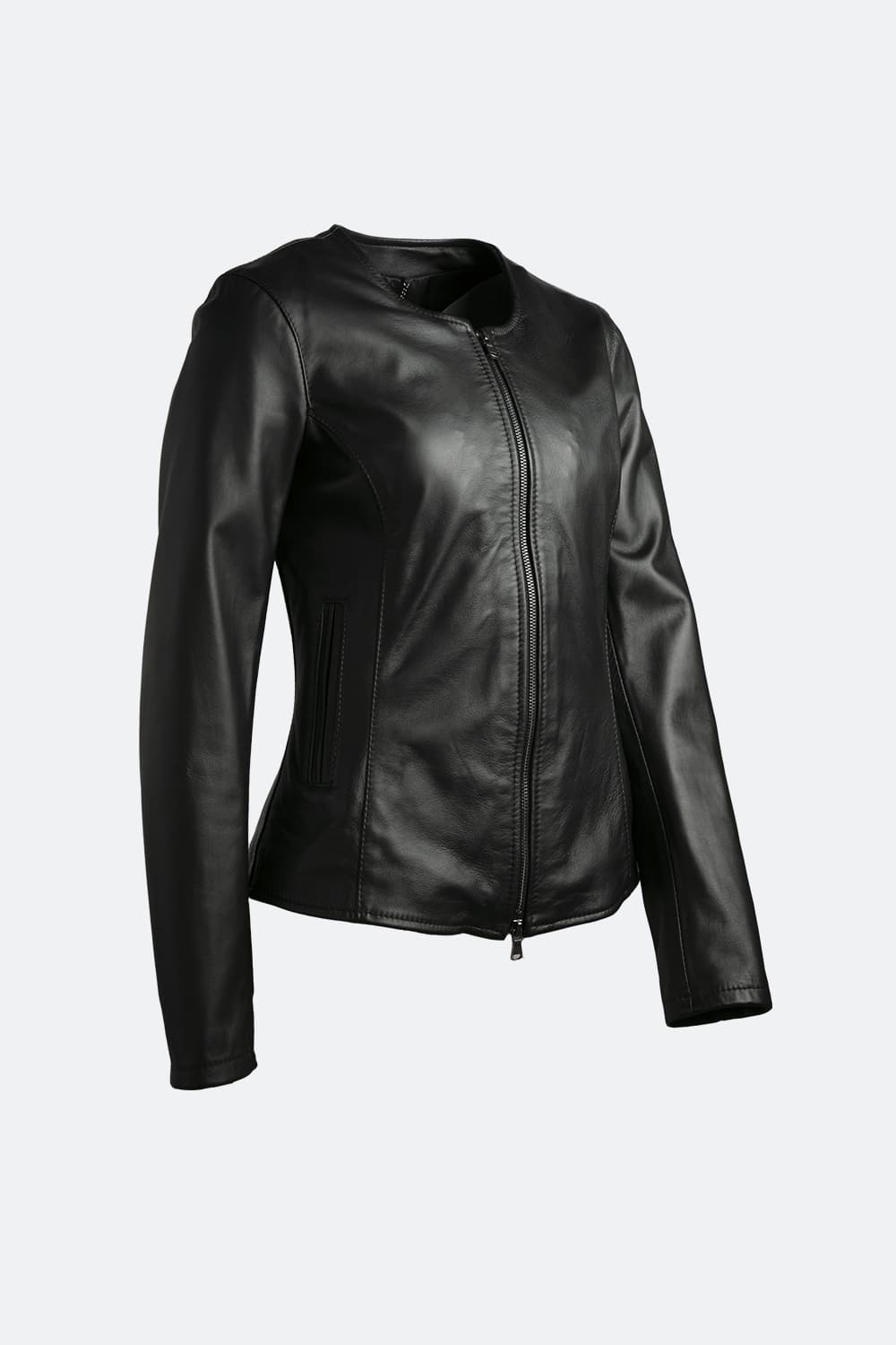 Irene Long Black Jacket 100% genuine leather Made in Italy - Barone Firenze