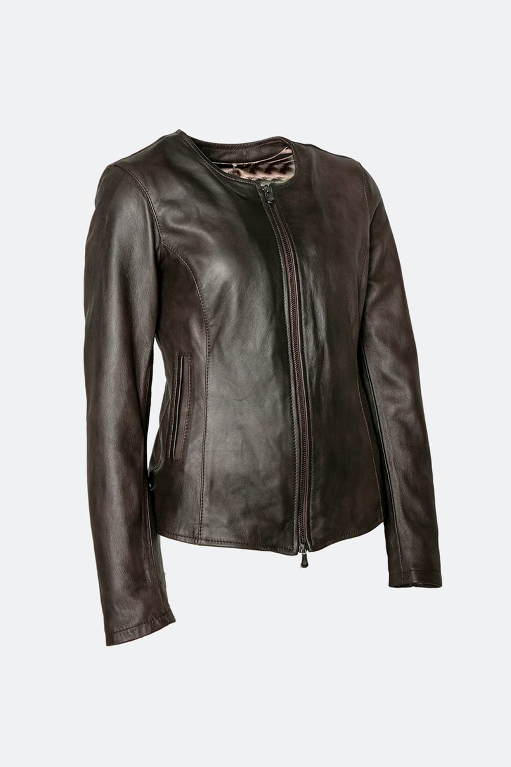 Irene Lungo Testa di Moro Giacca 100% vera pelle Made in Italy - Barone Firenze