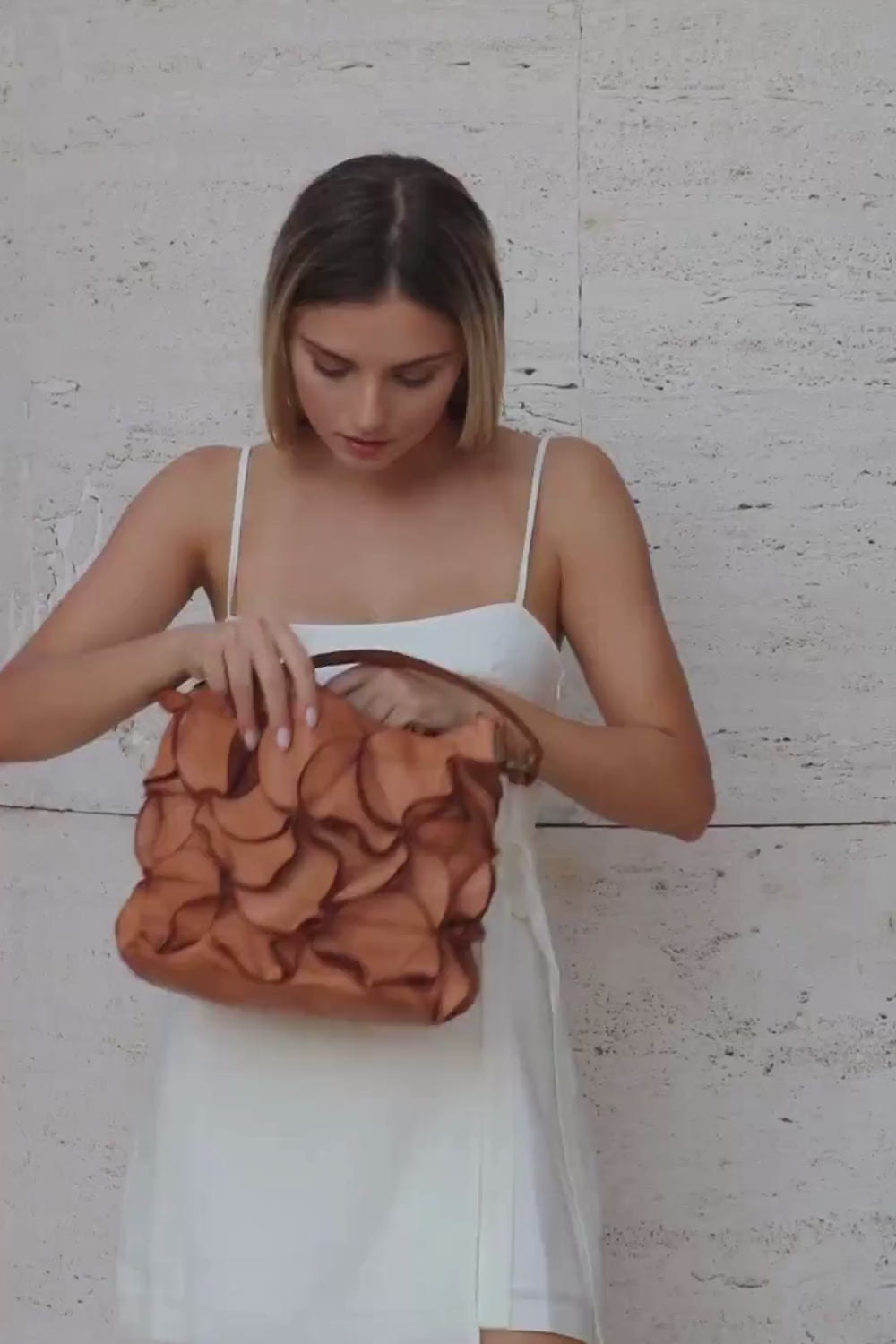 Fiore borsa donna 100% vera pelle Made in Italy - Barone Firenze