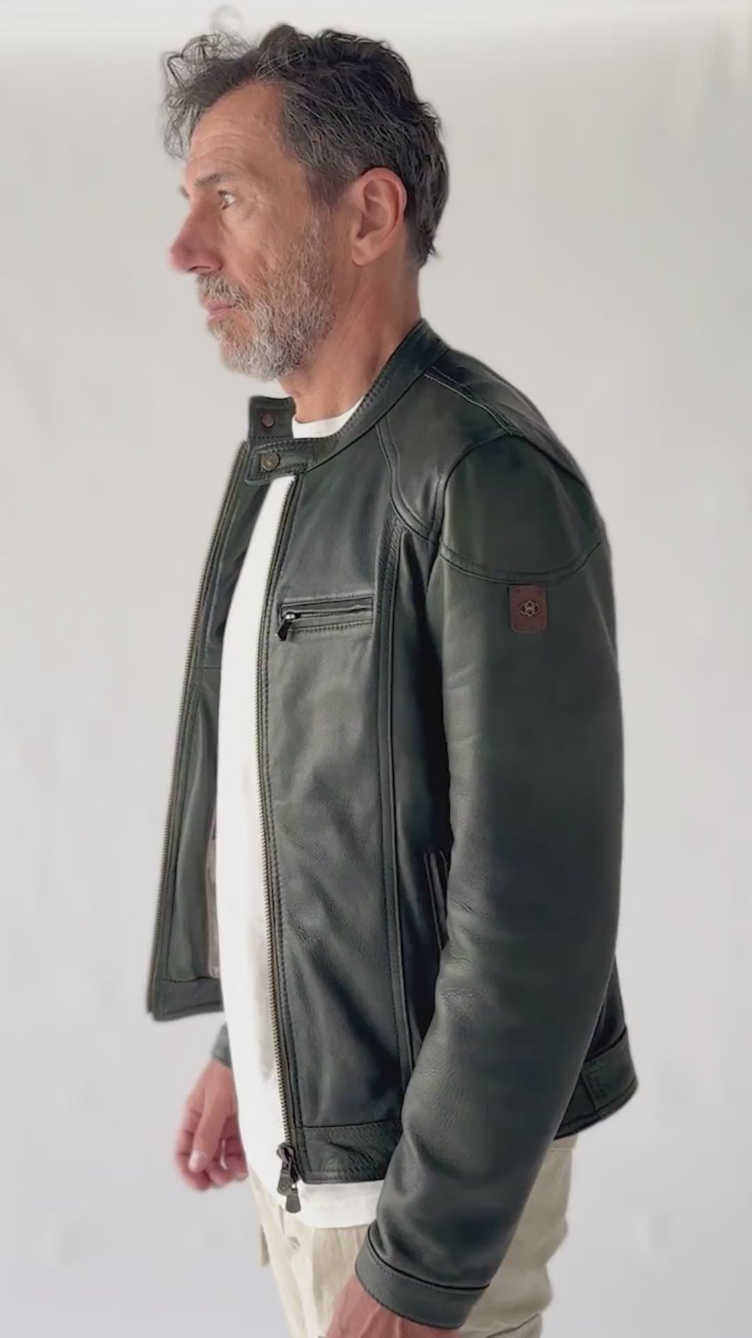 Elton Verde giacca uomo 100% vera pelle Made in Italy - Barone Firenze