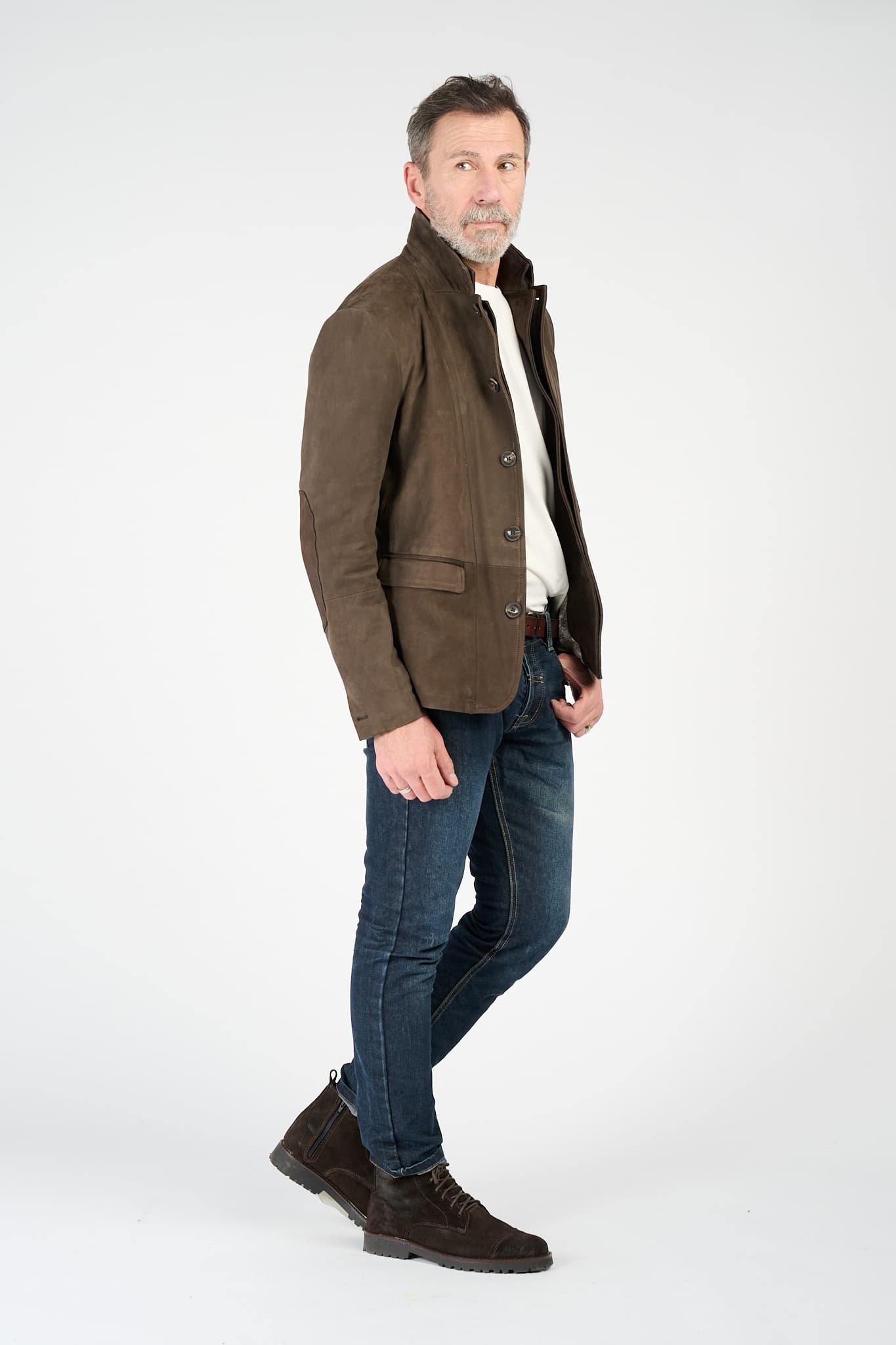 Renga Nabuk tdm giacca uomo 100% vera pelle Made in Italy - Barone Firenze