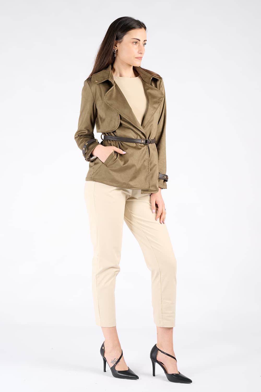 Trench Corto Alcantara 100% Made in Italy - Barone Firenze