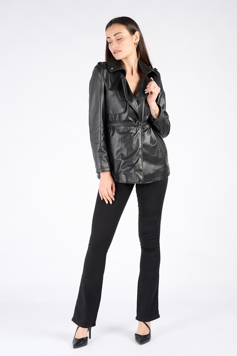 Trench Corto Donna 100% vera pelle Made in Italy - Barone Firenze