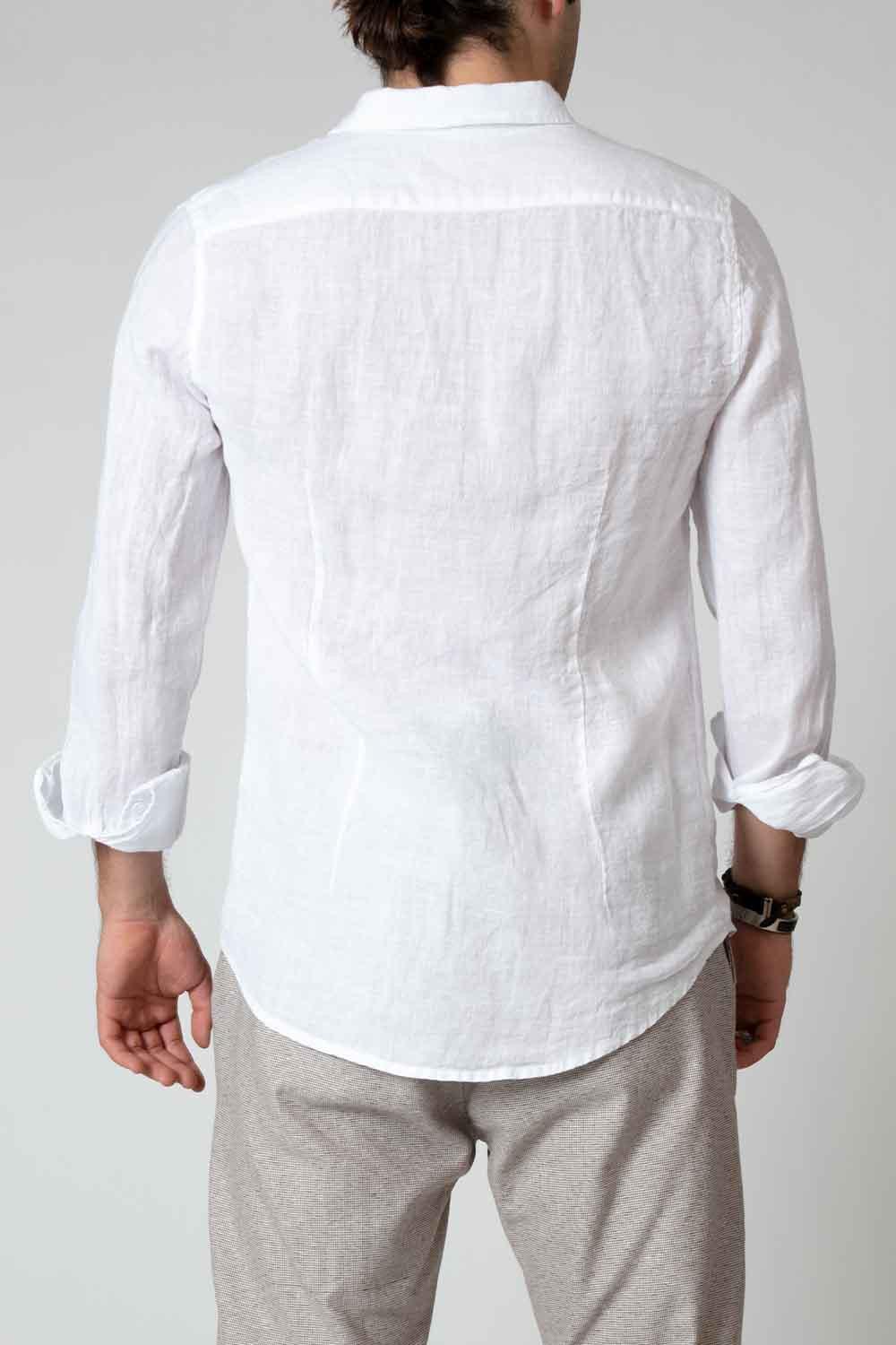 Camicia Uomo Lino Bianco uomo Barone firenze - 6