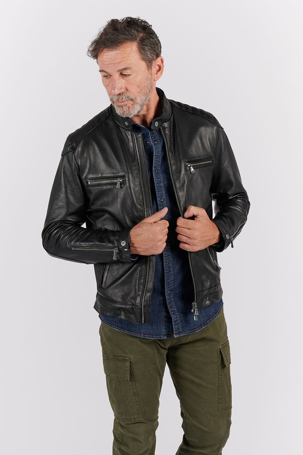 Michele Giacca di Pelle con Impunture 100% vera pelle Made in Italy - Barone Firenze