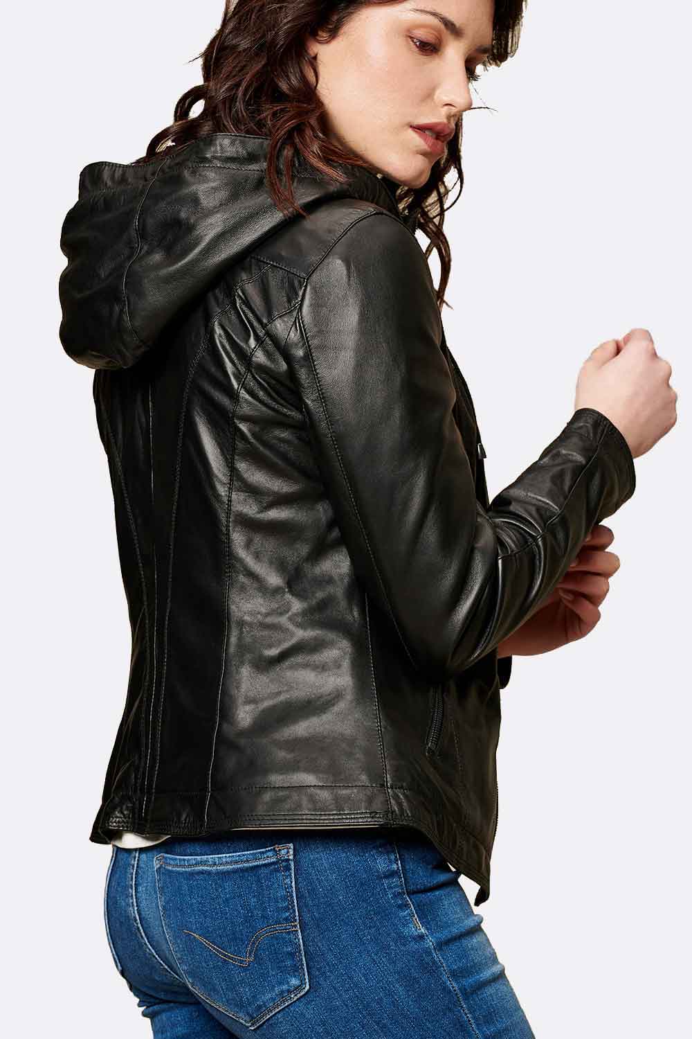 Sofia con Cappuccio giacca donna 100% vera pelle Made in Italy - Barone Firenze