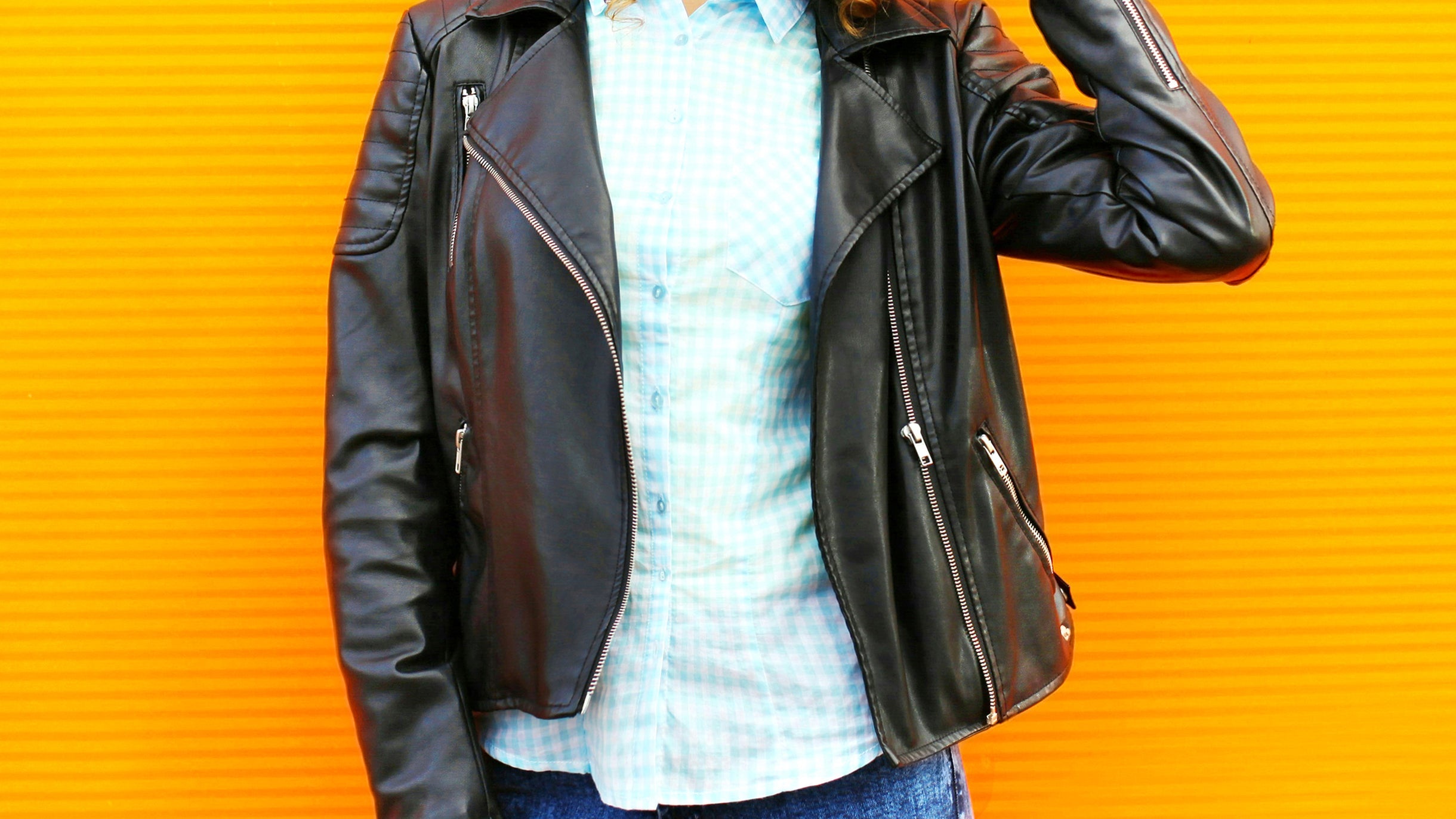 Sporting a leather jacket in summer