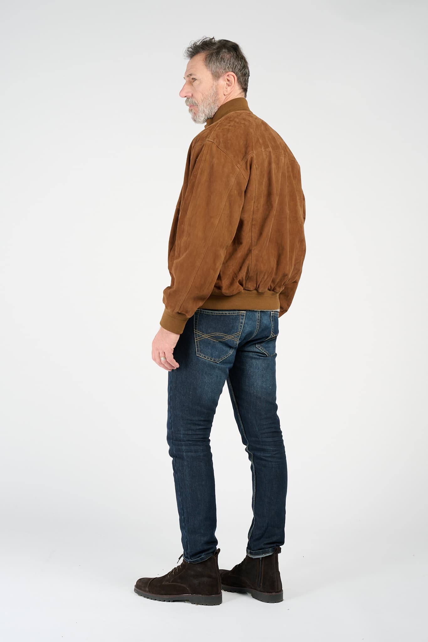 Aldo Polo Suede jacket man 100% genuine leather Made in Italy - Barone Firenze