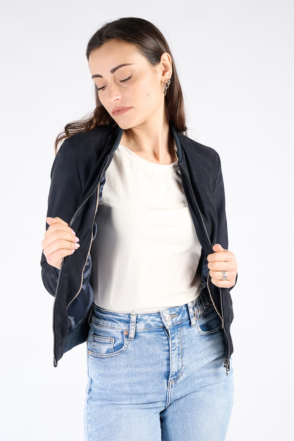Amber suede jacket 100% genuine leather Made in Italy - Baron Florence