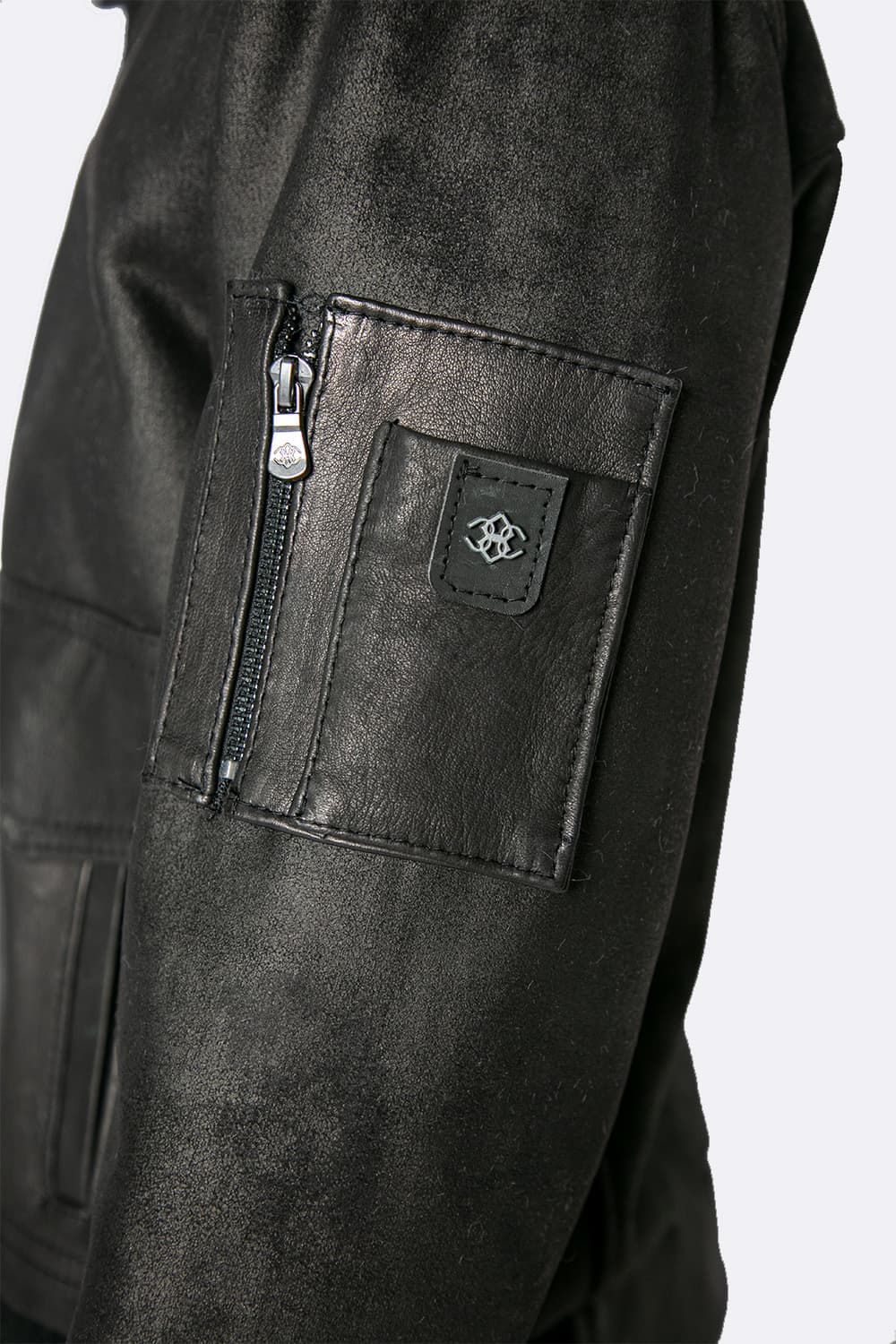 Men's Black Shearling Style Aviator Jacket - Florence Baron