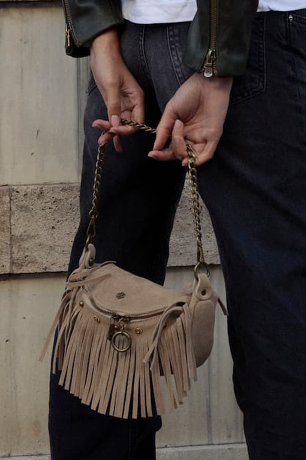 Bea Camoscio Studs women's bag 100% genuine leather Made in Italy - Barone Firenze