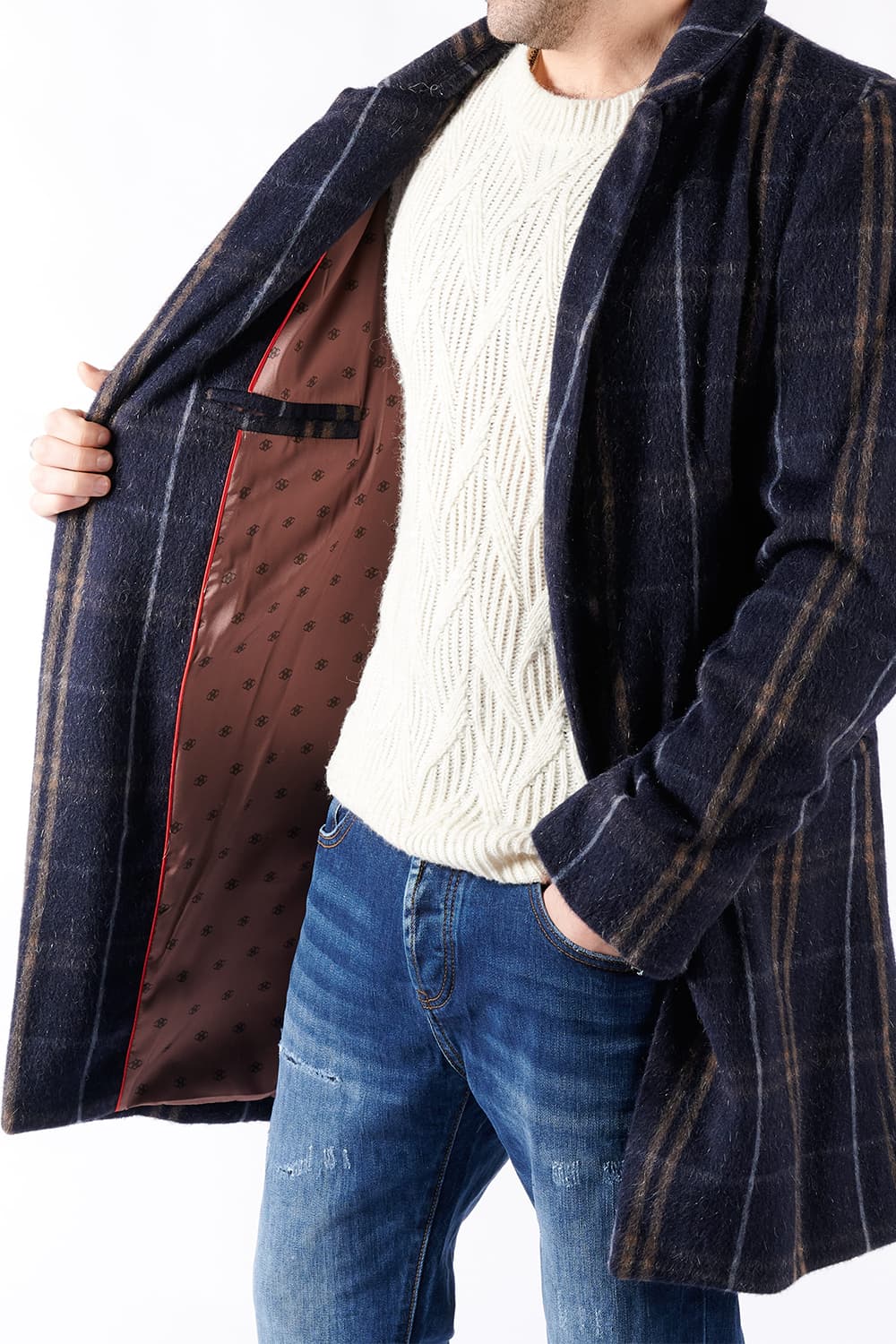 Men's Mixed Cashmere Classic Coat Made in Italy - Barone Firenze