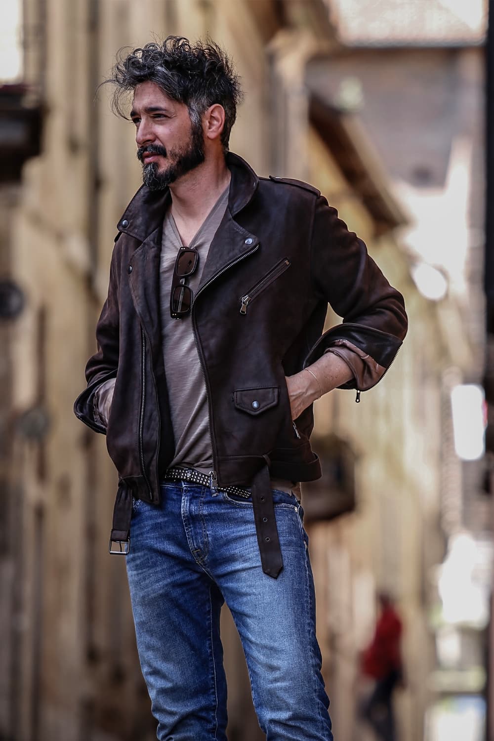 Oleato Uomo Chiodo jacket 100% genuine leather Made in Italy - Barone Firenze