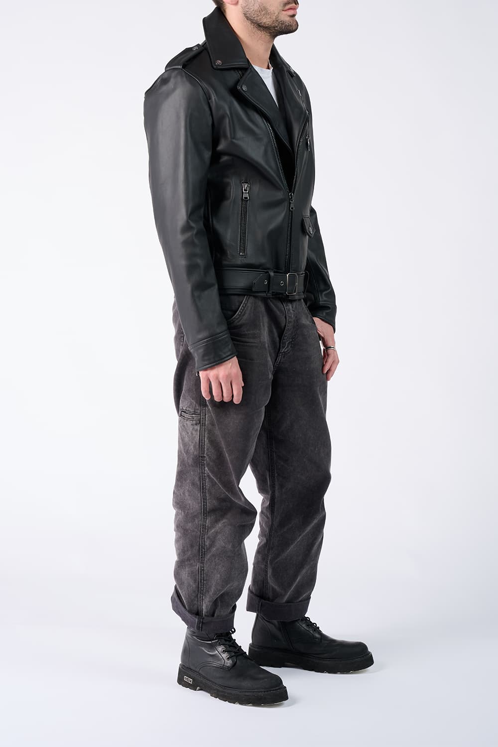 Chiodo Uomo jacket 100% genuine leather Made in Italy - Barone Firenze