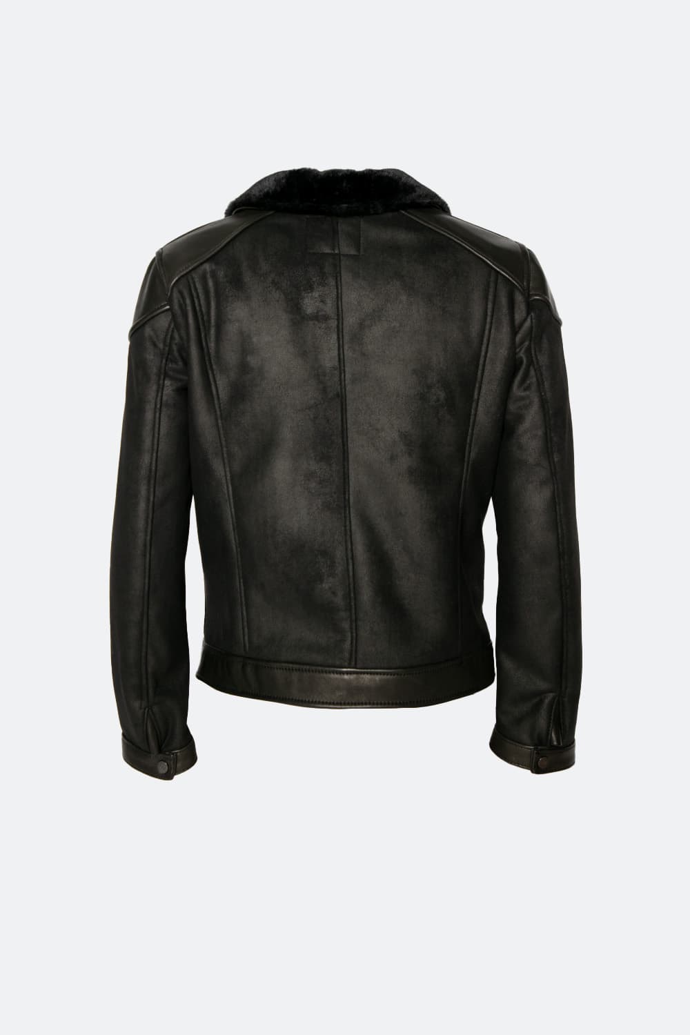 Elton Gold Collar Shearling Style Black Men's Jacket Made in Italy - Barone Firenze