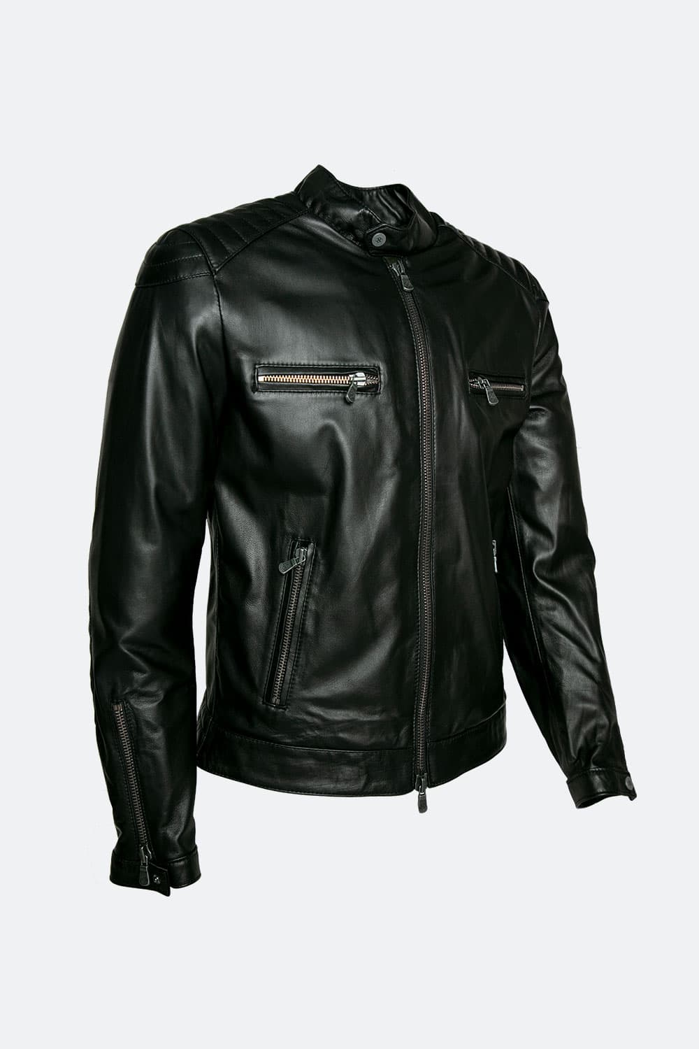 Michele Leather Jacket with Stitching 100% Real Leather Made in Italy - Baron Florence