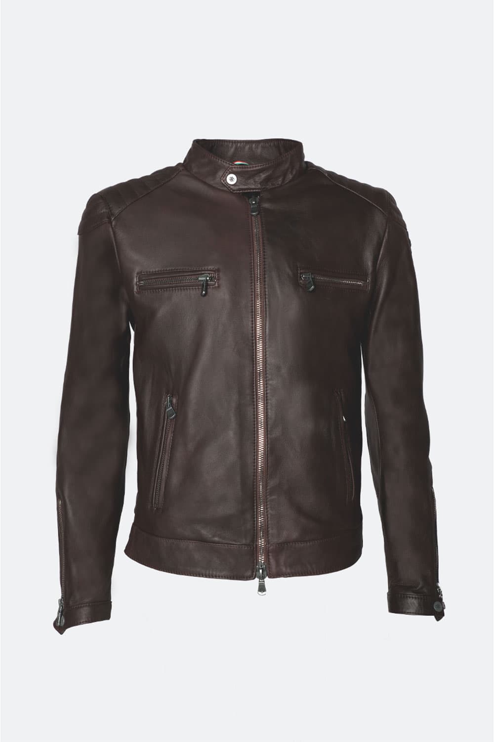 Michele Leather Jacket with Stitching 100% Real Leather Made in Italy - Baron Florence