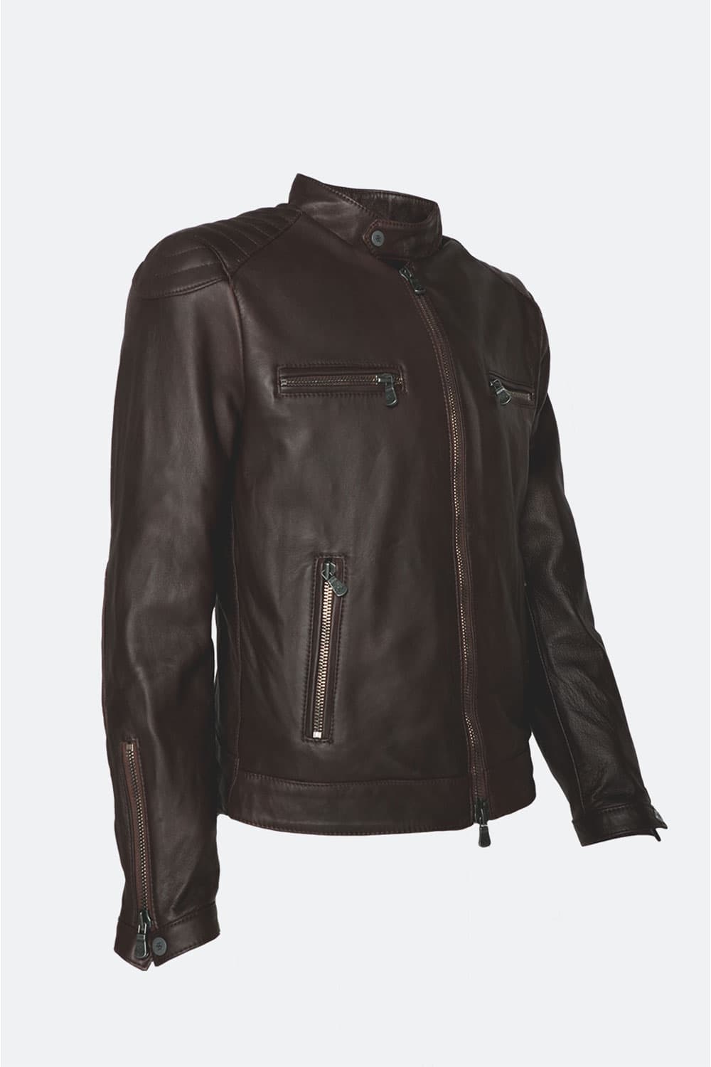 Michele Leather Jacket with Stitching 100% Real Leather Made in Italy - Baron Florence