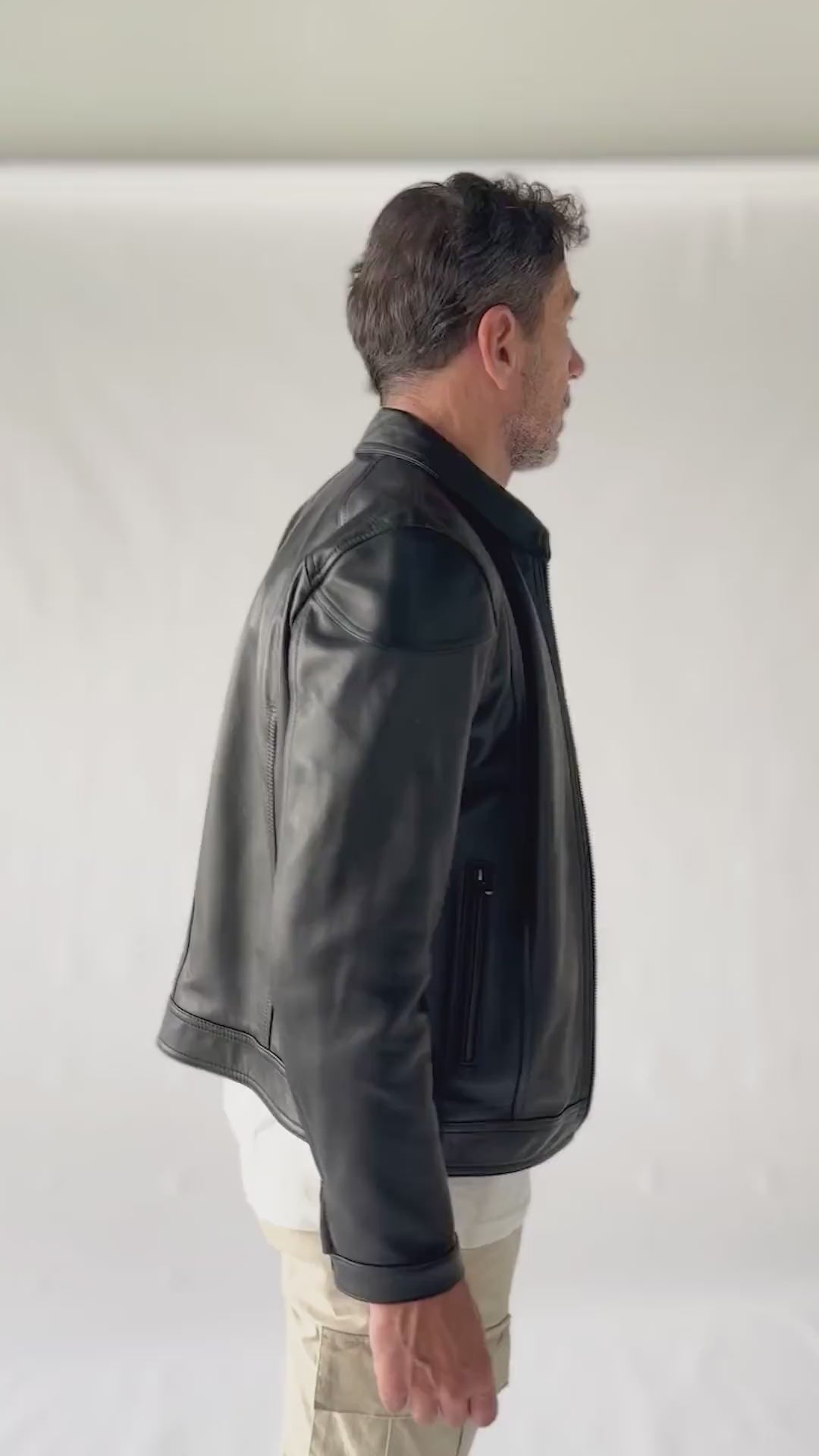 Elton Gold Collar jacket man 100% genuine leather Made in Italy - Barone Firenze