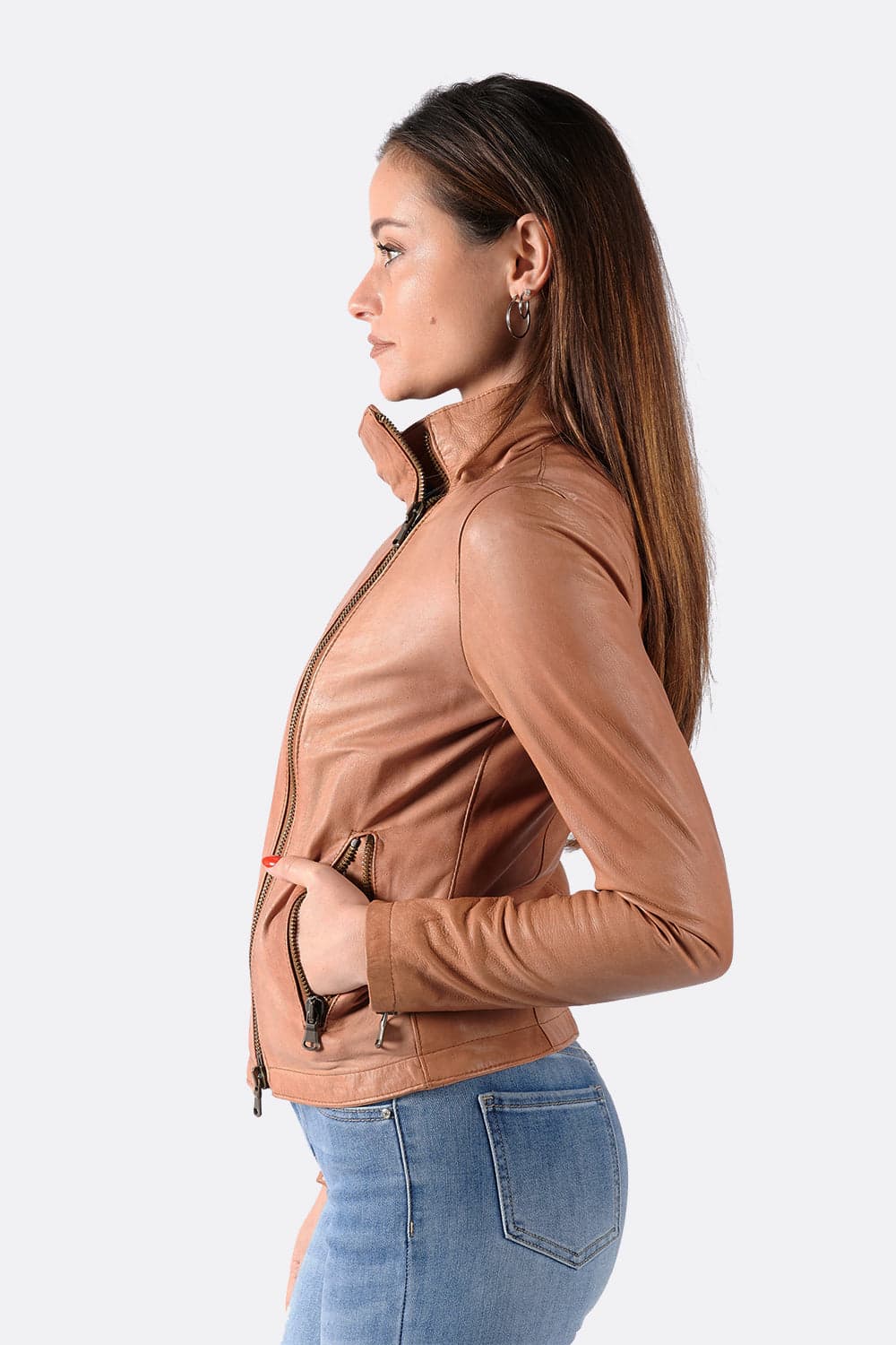 Sally Bis Gold Collar Leather jacket for men 100% genuine leather Made in Italy - Barone Firenze