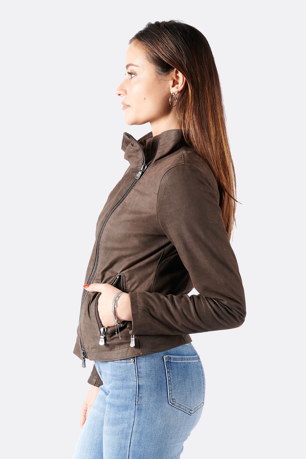 Sally Bis Oleato women's jacket 100% genuine leather Made in Italy - Barone Firenze